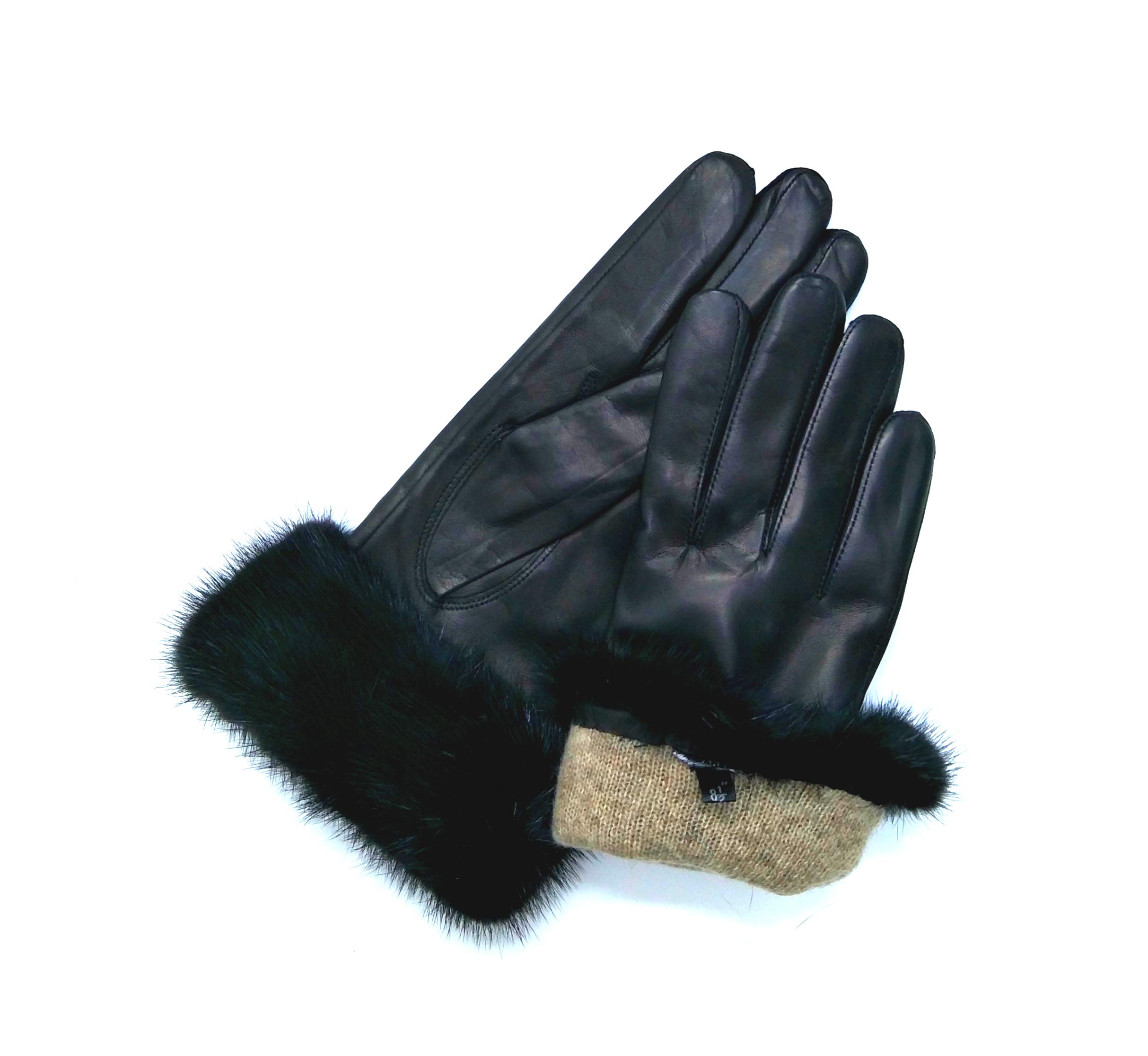 Premium Hima Mink Fur Trim Cashmere Lined Leather Gloves - Made in USA - Black - Winter Fashion Accessory for Women - Perfect for Cold Weather, Outdoor Activities & Luxury Gift Giving