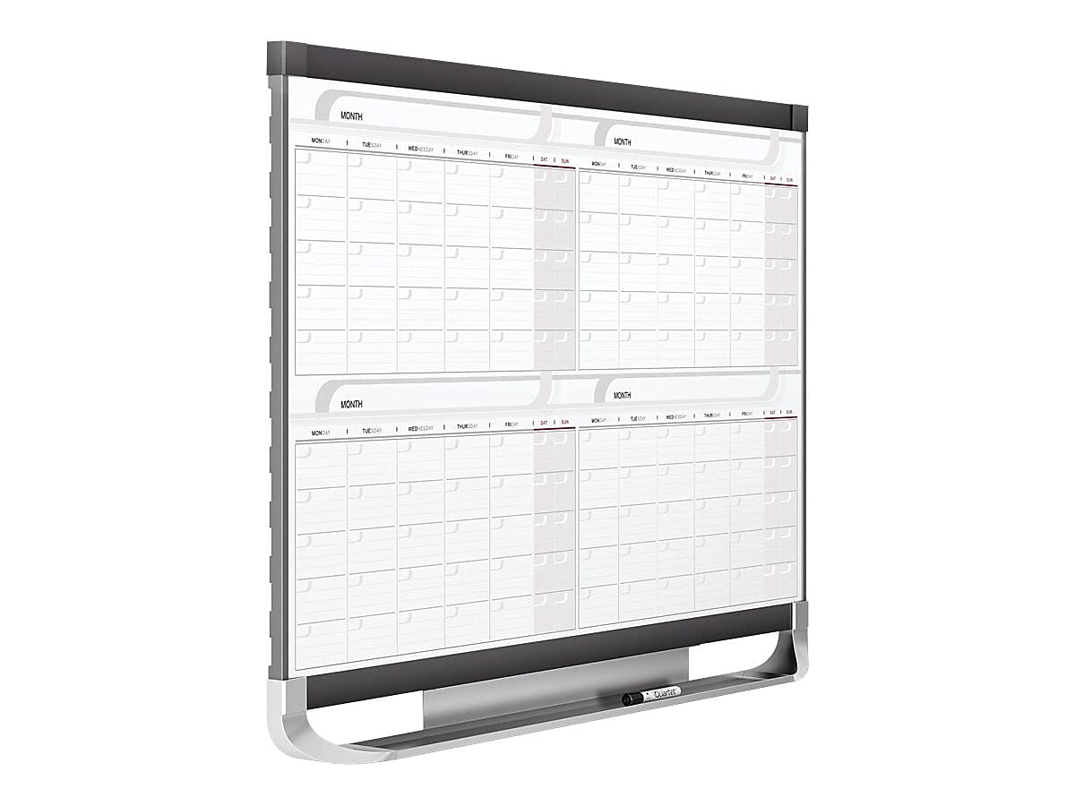 Quartet 4MCP43P2 4-Month Dry Erase Calendar Board - 4ft x 3ft with 4 Markers, 2 Accessories & Note Section - Perfect for Office Planning, Classroom Schedules & Home Organization