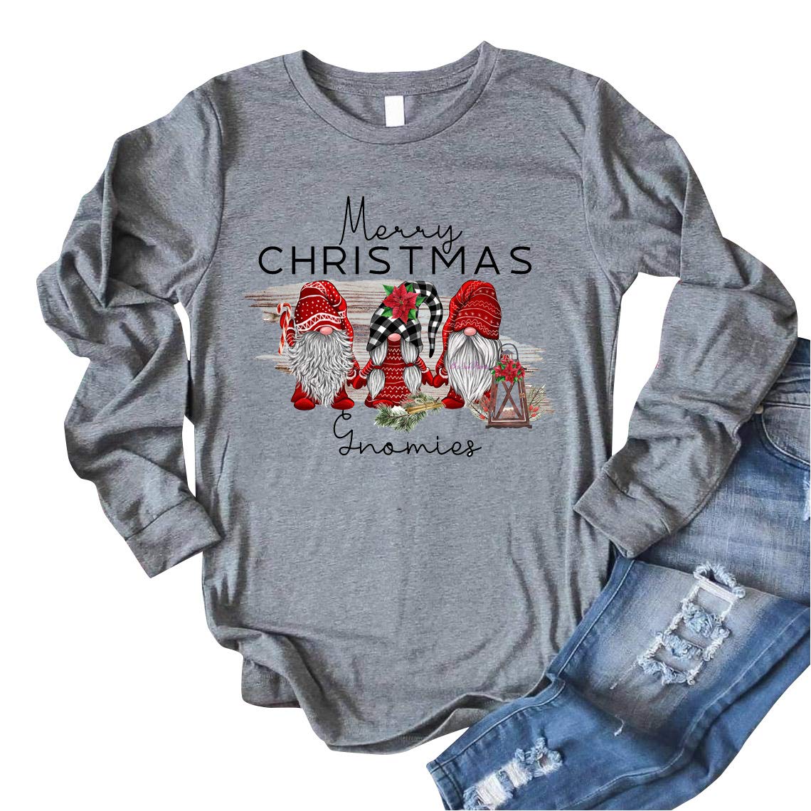 Women's Christmas Shirts - Buffalo Plaid & Leopard Print Holiday Tee with Santa, Christmas Tree & Truck Graphic | Perfect for Xmas Parties, Family Gatherings & Festive Outfits