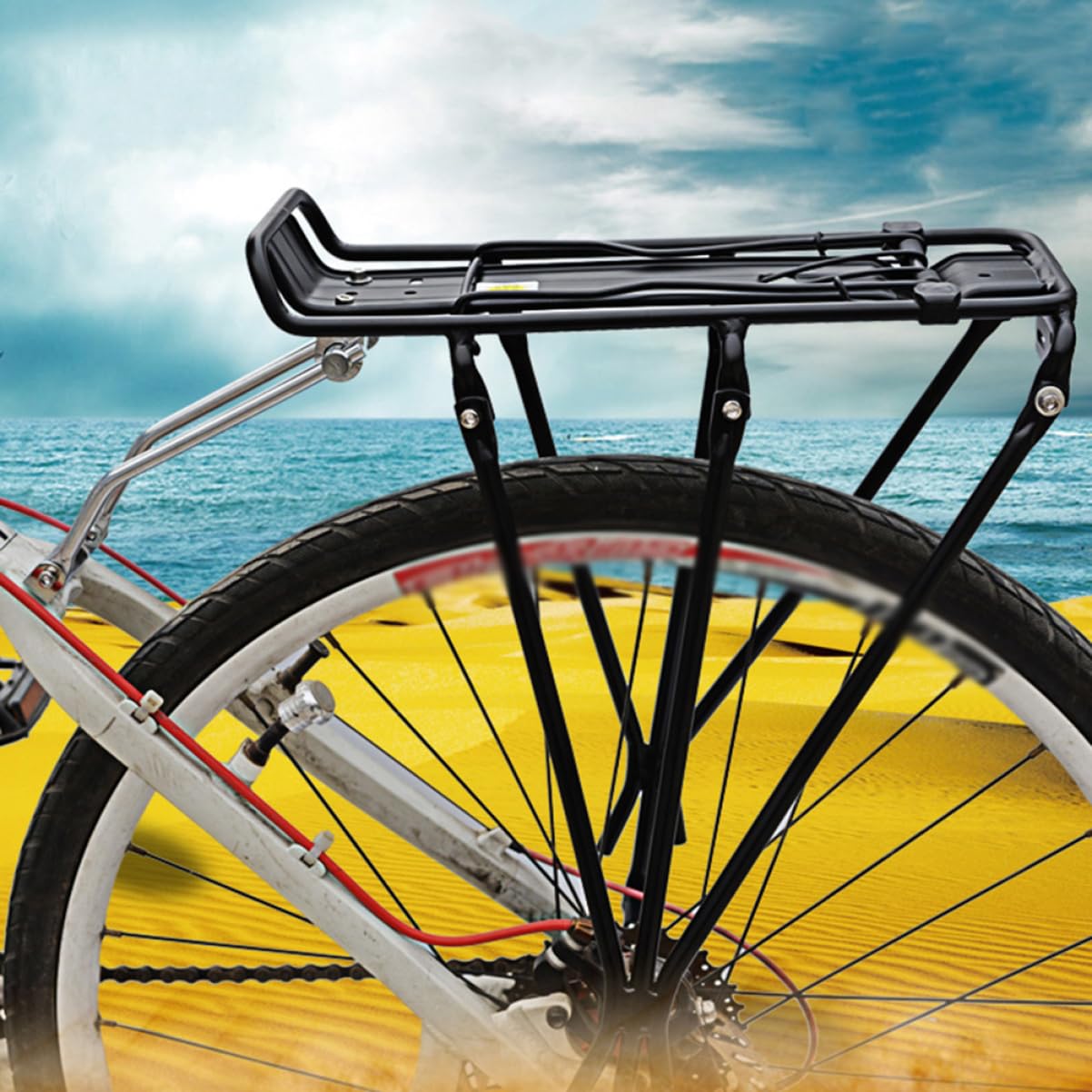 Heavy Duty Aluminum Alloy Rear Bike Rack - Universal Bike Carrier with Bolt-On Mounting - Waterproof Mountain Bike Cargo Rack for Bicycle Accessories - Perfect for Commuting, Grocery Hauling & Outdoor Adventures