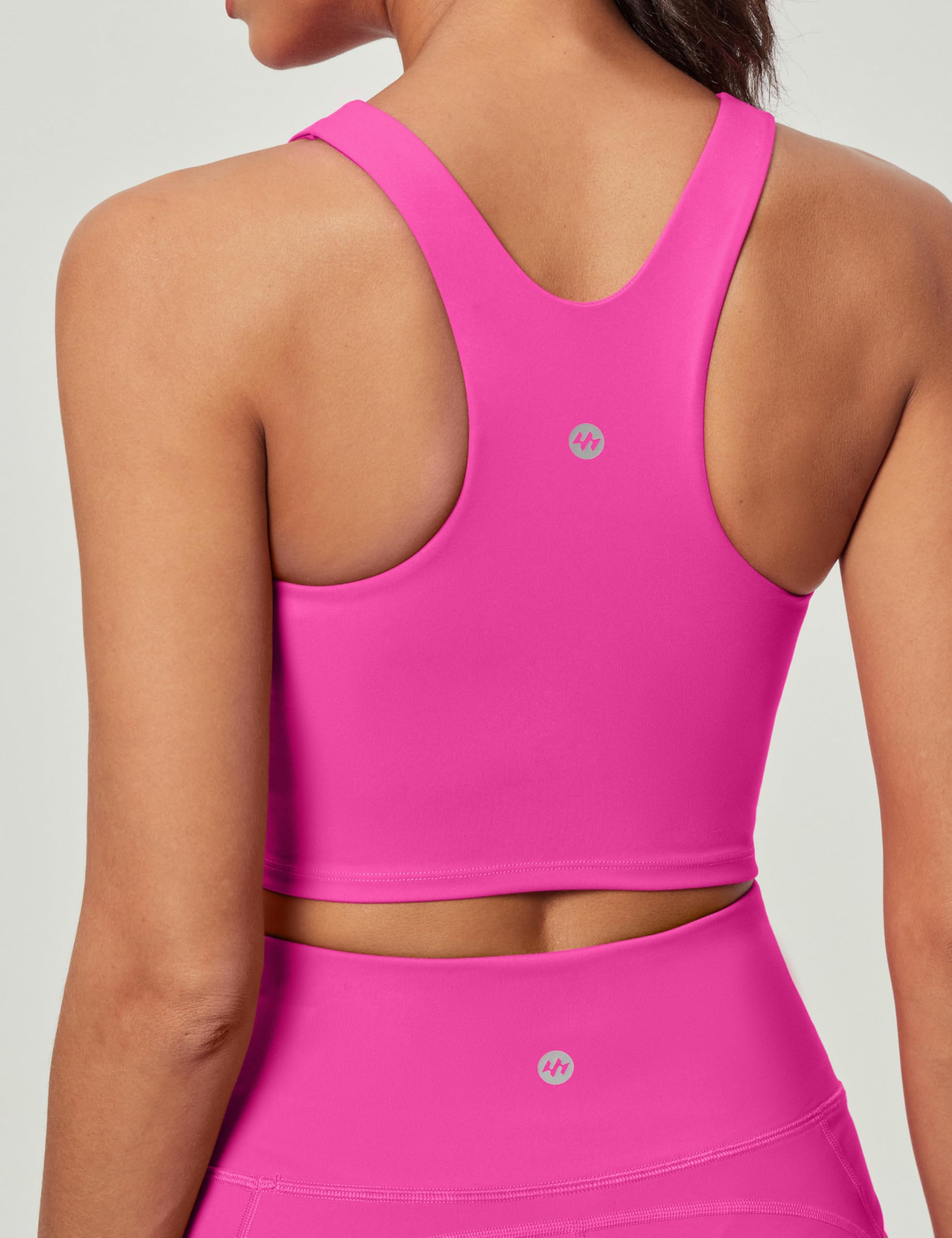 Ewedoos Women's High Neck Racerback Sports Bra - Longline Padded Workout Top with Built-in Bra for Running, Yoga & Gym