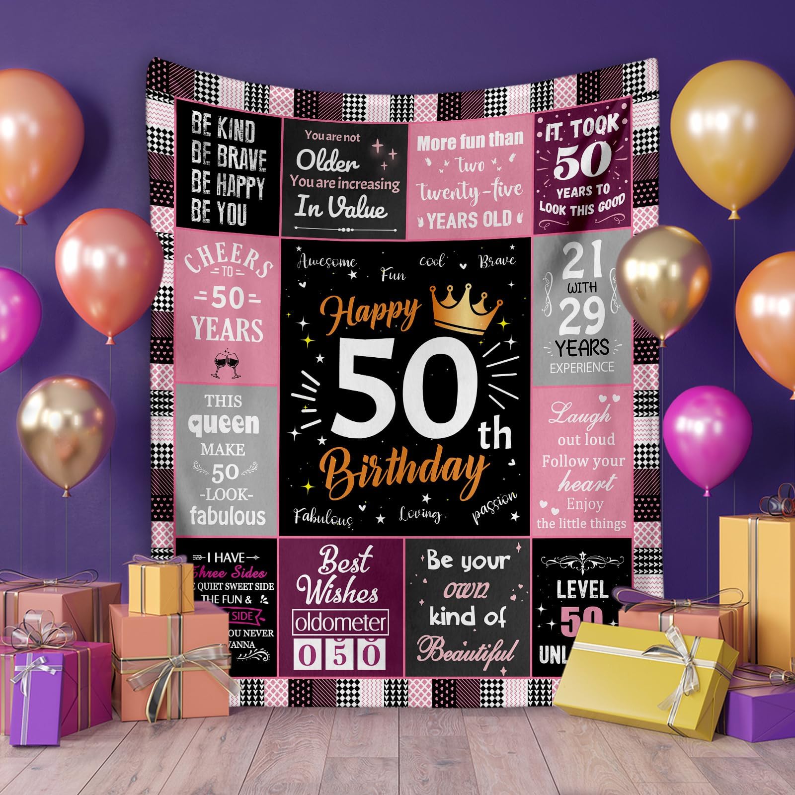 50th Birthday Gifts for Women - Funny 50 Years Old Fleece Throw Blanket 50