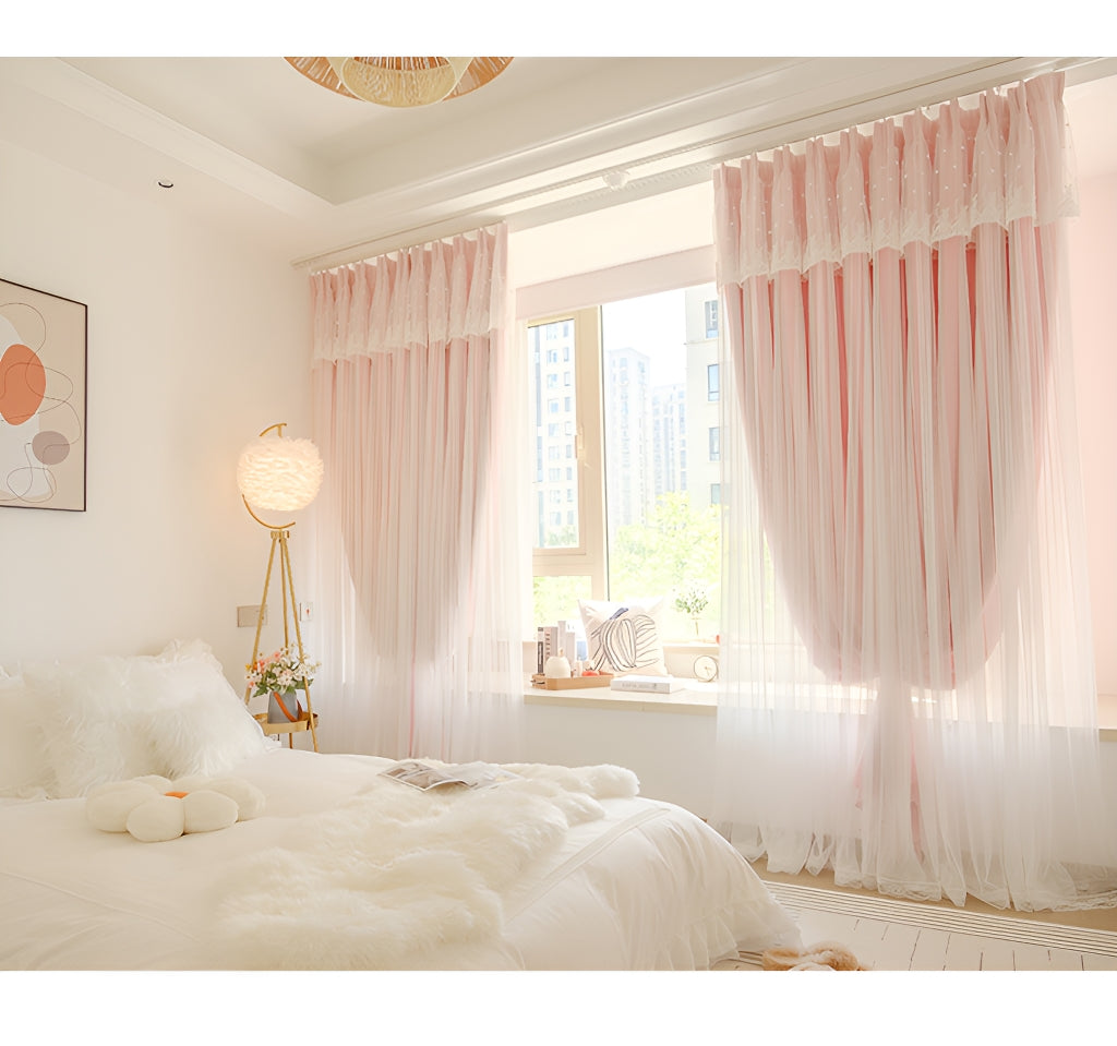 McKenna Two-Layer Tulle Blackout Curtains for Bedroom - Custom Room Darkening Window Drapes for Better Sleep & Light Control