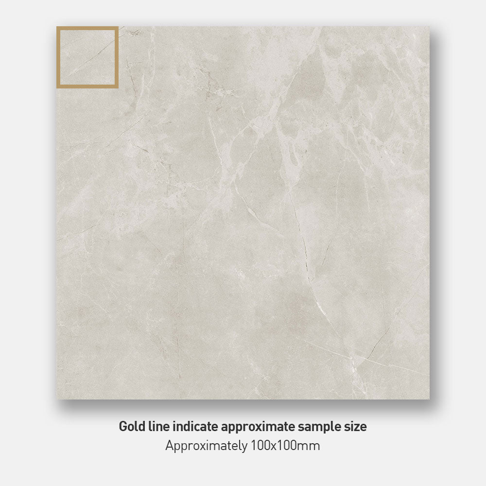 Premium Eleonora Light Grey 600x600mm Polished Porcelain Tile - Modern Flooring for Living Room, Kitchen & Bathroom Renovation