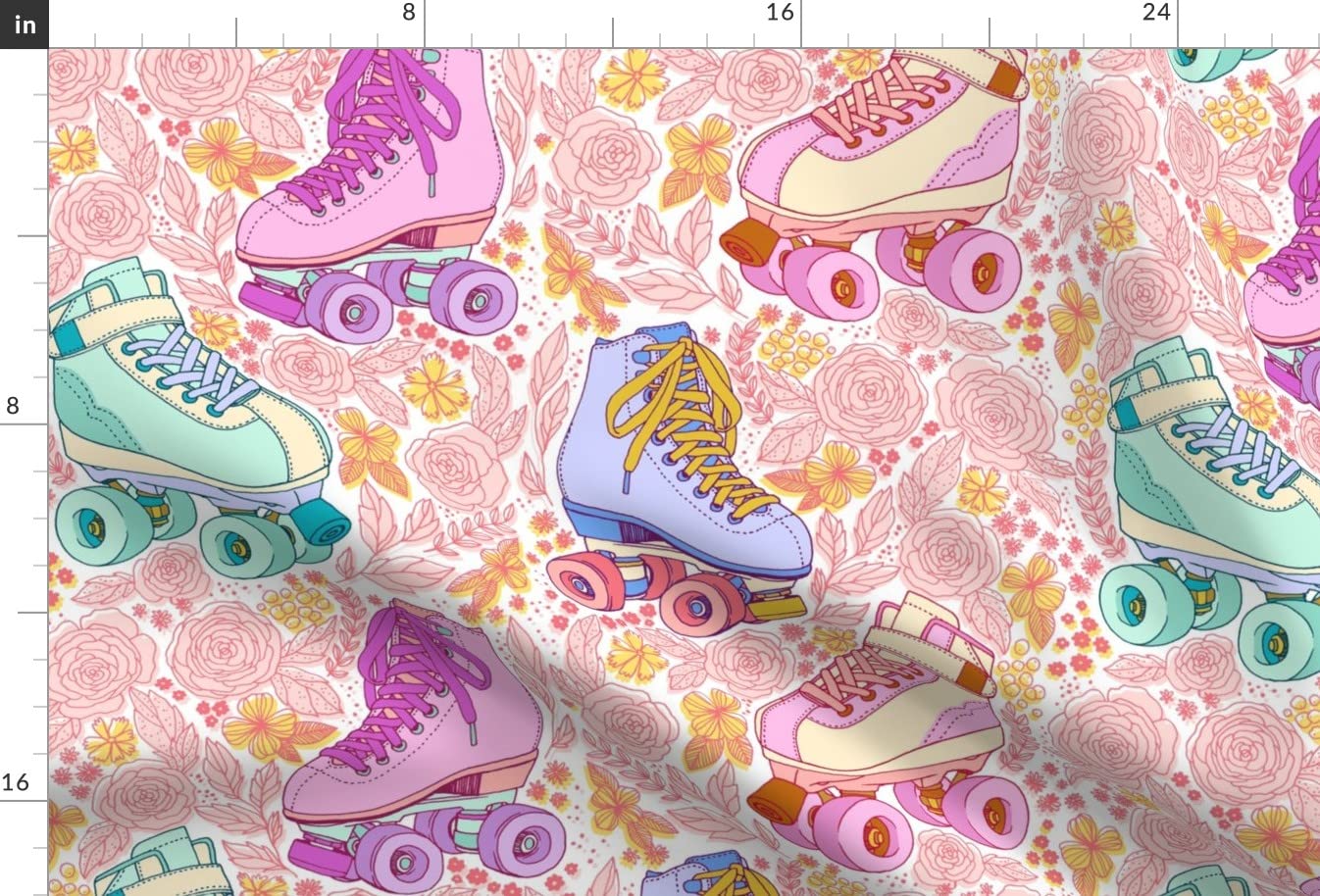 Vintage Floral Pink Roller Garden Printed Minky Fabric - Fat Quarter for Sewing Baby Blankets, Quilt Backing & Plush Toys - Soft Retro Blush Floral Design for DIY Crafts & Home Decor