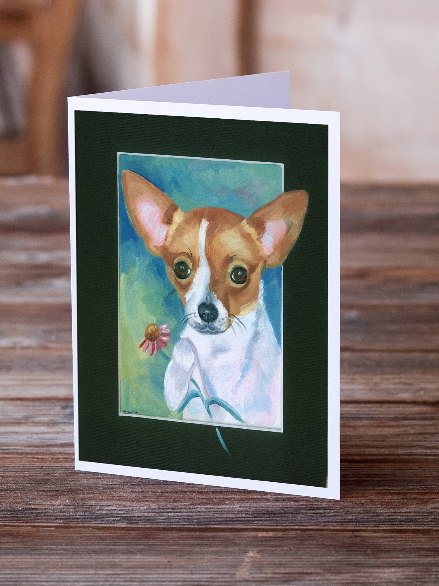 Whimsical Chihuahua and Daisy Blank Greeting Cards - Pack of 8 A7 Size (5x7) Note Cards with Envelopes | Perfect for Birthdays, Thank You Notes & Special Occasions