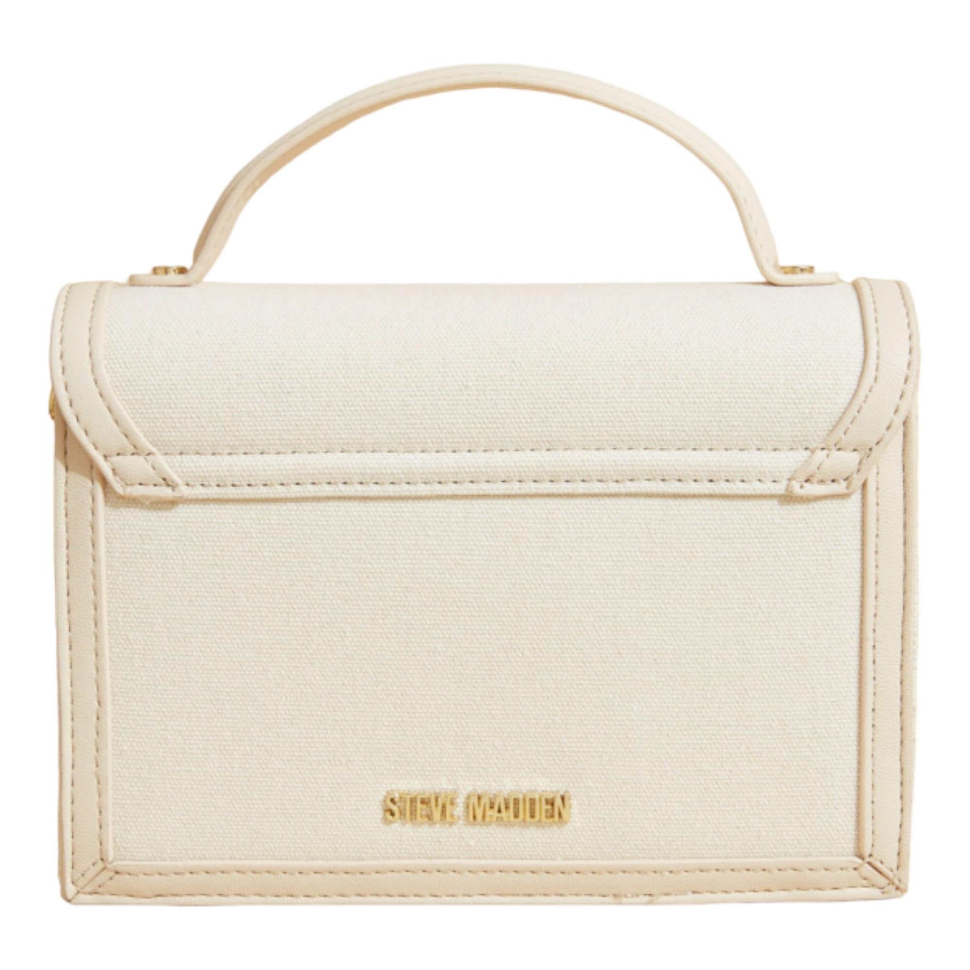 Steve Madden BHama Satchel Handbag for Women - Cream Leather Crossbody Purse, Fashionable Shoulder Bag for Work, Travel & Everyday Use
