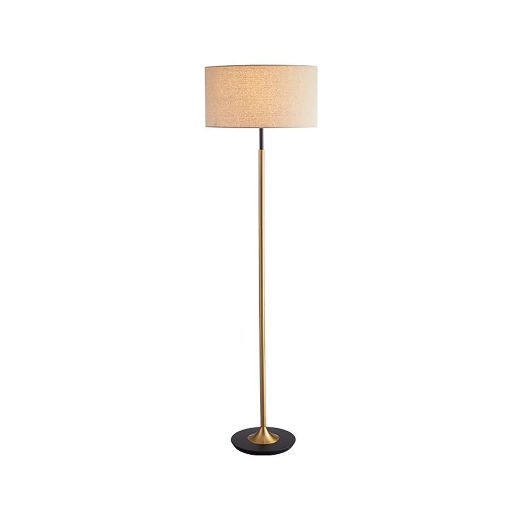 Farmhouse Floor Lamp with White Linen Drum Shade - 60