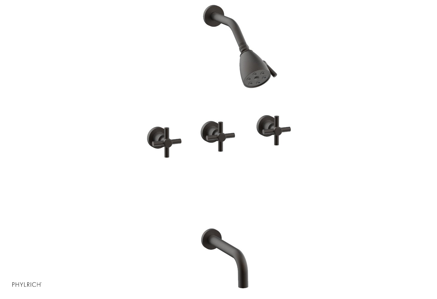 D2134 Basic Three Handle Tub and Shower Faucet Set - 7 1/2 Inch Spout with Tubular Cross Handles - Perfect for Bathroom Renovation and Home Upgrade