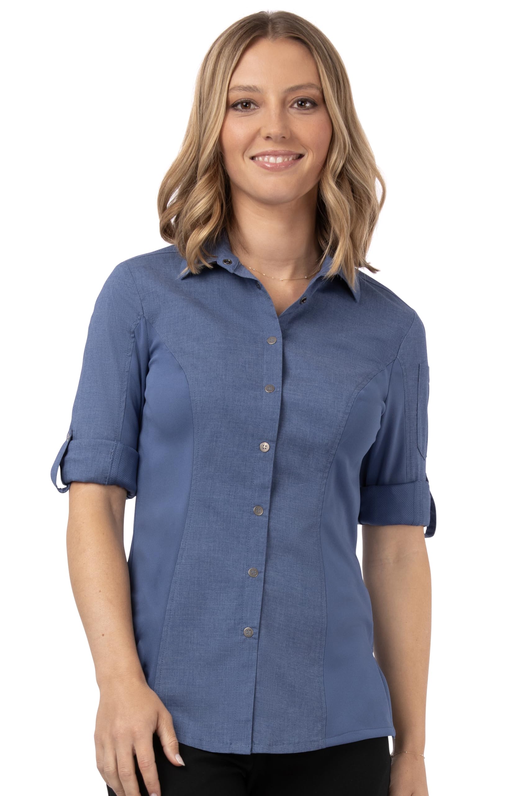 Chef Works Women's Seville Mesh Panel Chef Shirt - Comfortable & Breathable for Professional Kitchens, Cooking Classes & Food Service
