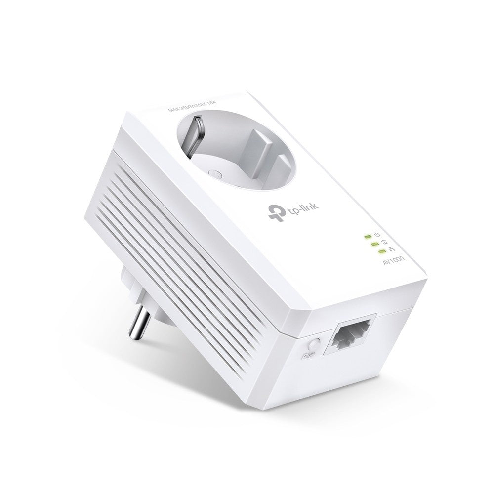 TP-Link AV1000 Gigabit Powerline Ethernet Adapter with Built-in Outlet - High-Speed 1000Mbps, Plug & Play, No Configuration Needed - Perfect for Home Office, Gaming, and 4K Streaming