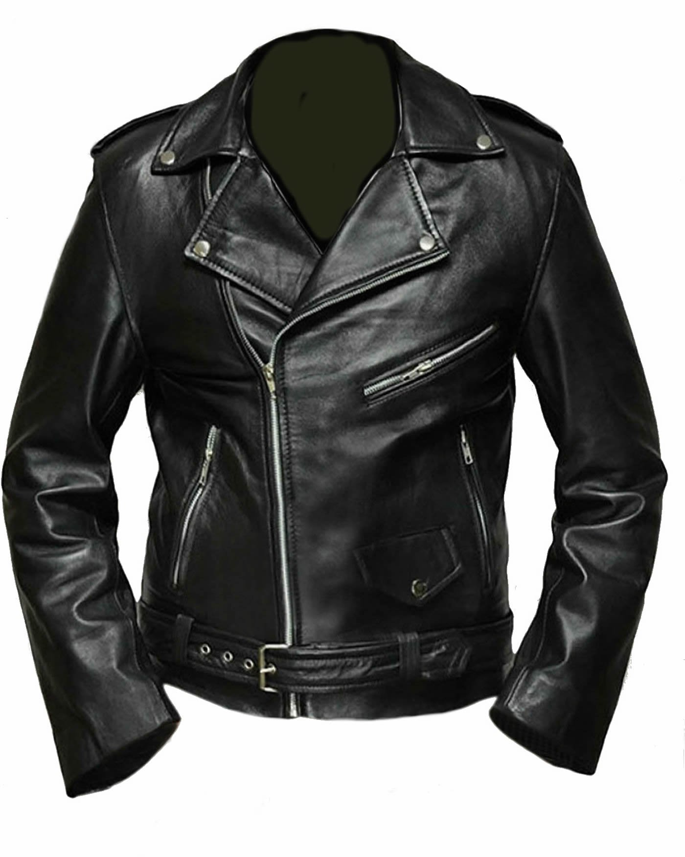 Classyak Men's Fashion Leather Biker Jacket - Brando Style Black Motorcycle Jacket for Riding & Casual Wear
