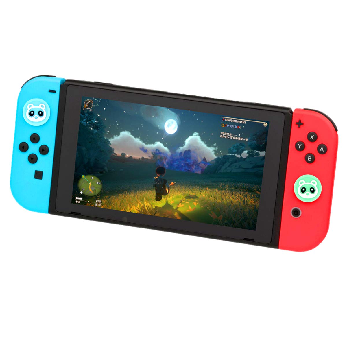 6Pcs Cute Cat Paw & Raccoon Green Leaf Thumb Grip Caps for Nintendo Switch/Lite Joy-Con Controllers - Soft Joystick Cover Accessories for Comfortable Gaming & NS Protection (Perfect for Kids & Long Play Sessions)