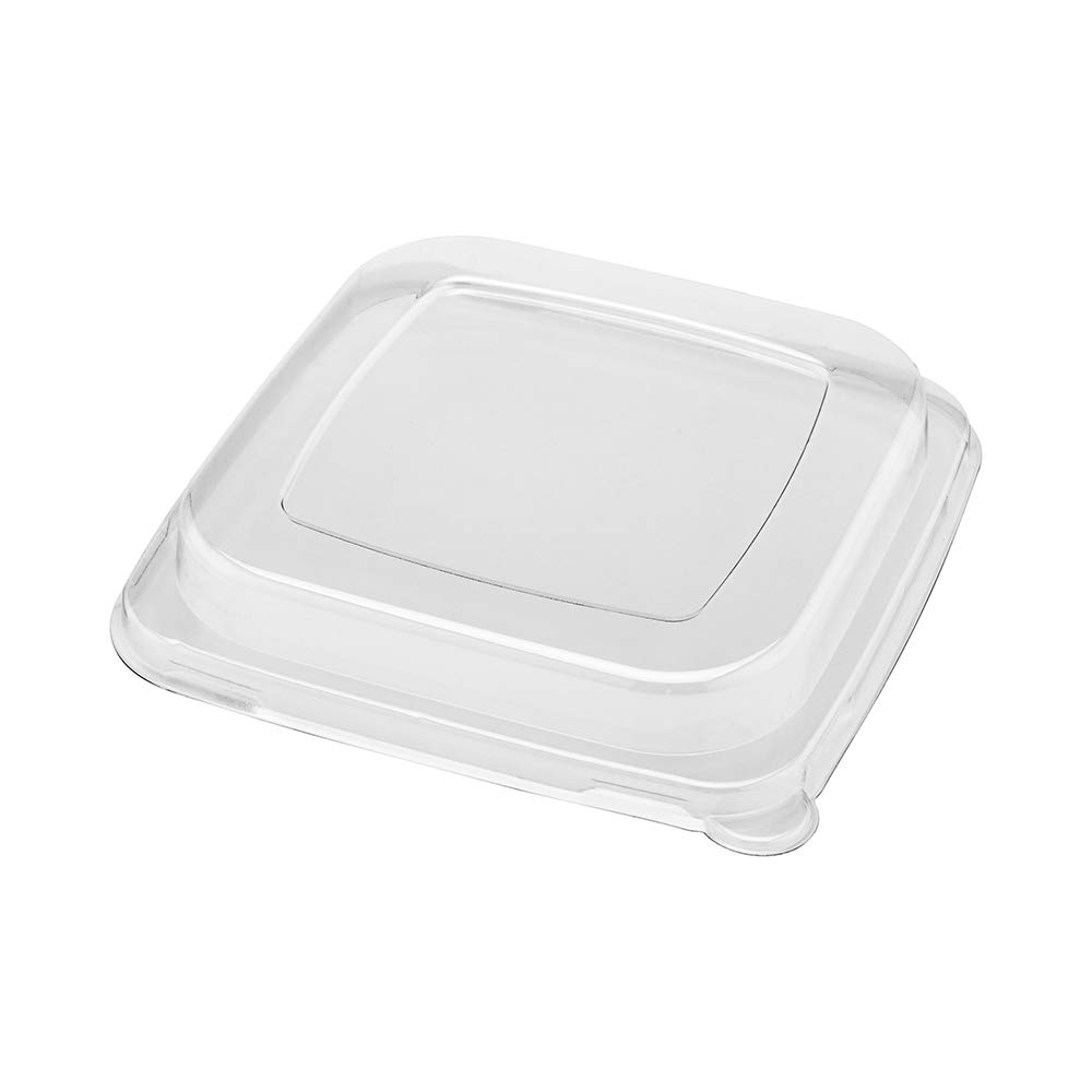 Disposable Plastic Dome Lids for Tall Bowls - 100 Pack Clear Pulp Tek Lids with Built-In Tab | Fits 32oz & 42oz Bagasse Bowls (Bowls Sold Separately) | Perfect for Restaurants, Cafes & Takeout Food Containers