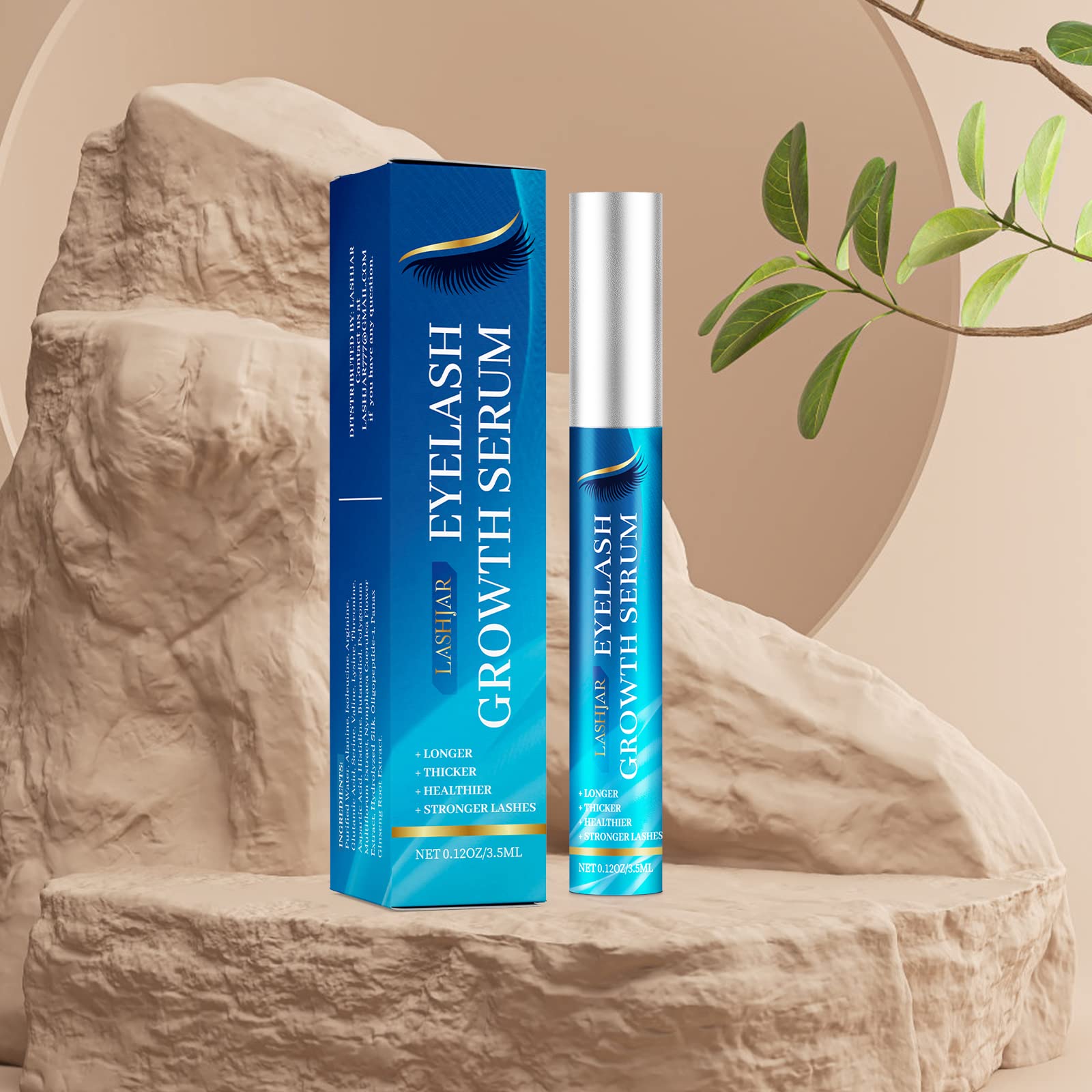 LASHJAR Premium Eyelash & Eyebrow Growth Serum - Natural Lash Boost for Longer, Fuller, Thicker Lashes & Brows - Enhance Your Look for Daily Wear & Special Occasions
