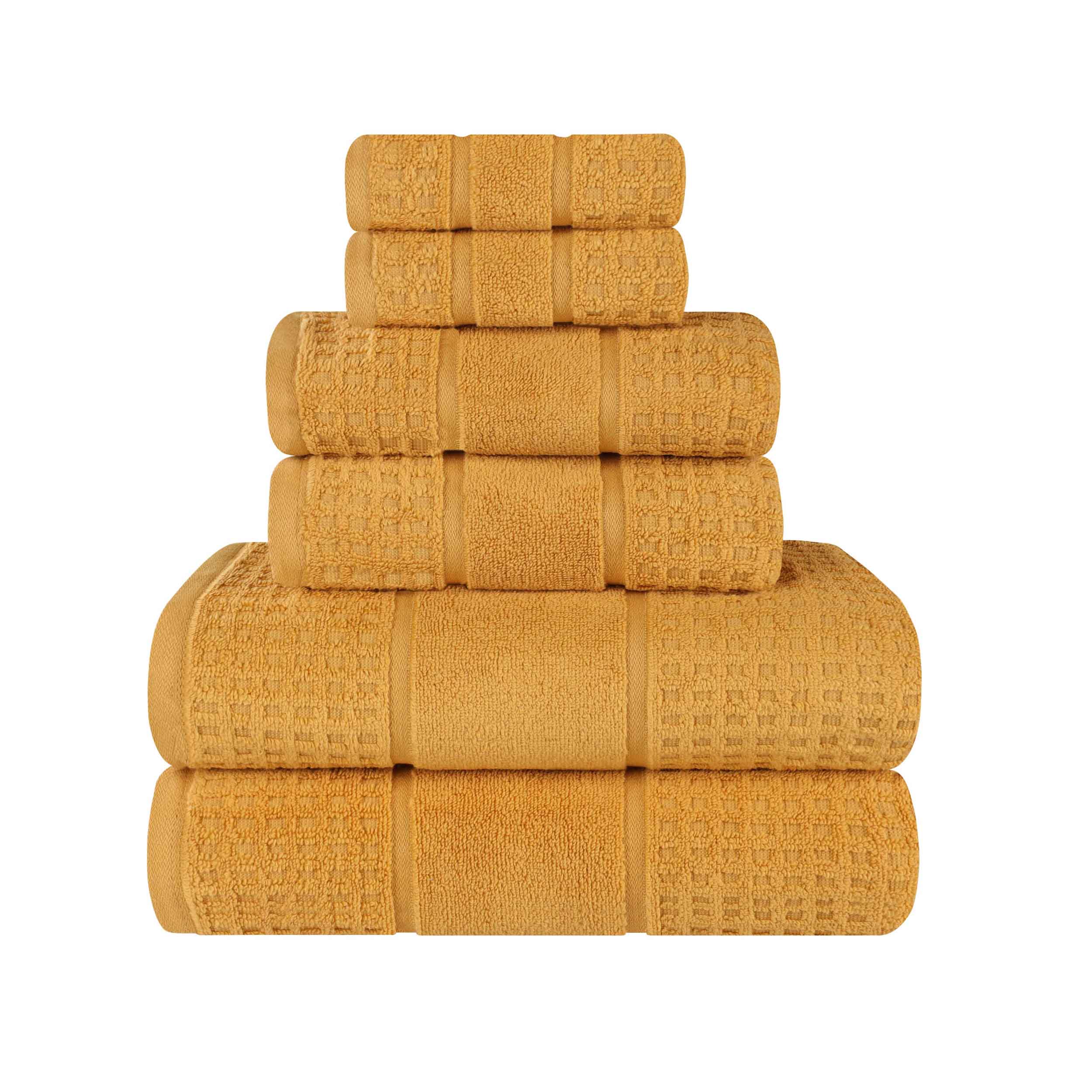 Premium 6-Piece Zero Twist Cotton Waffle Towel Set - Ultra Soft & Absorbent Honeycomb Weave Bath Towels for Spa, Gym & Luxury Home Use
