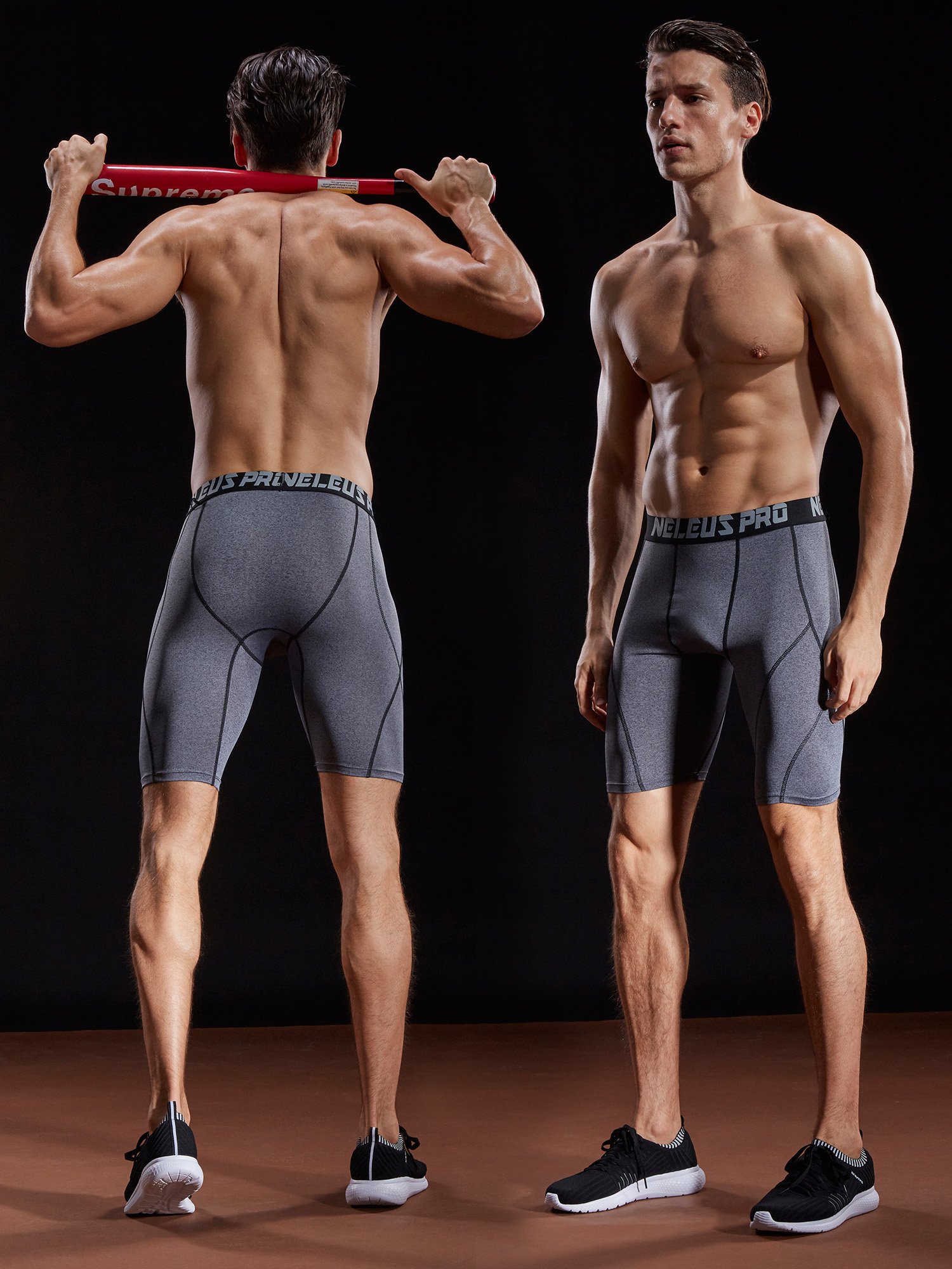 NELEUS Men's Compression Shorts 3-Pack - Moisture Wicking, Breathable & Anti-Chafing Workout Shorts for Running, Gym & Sports