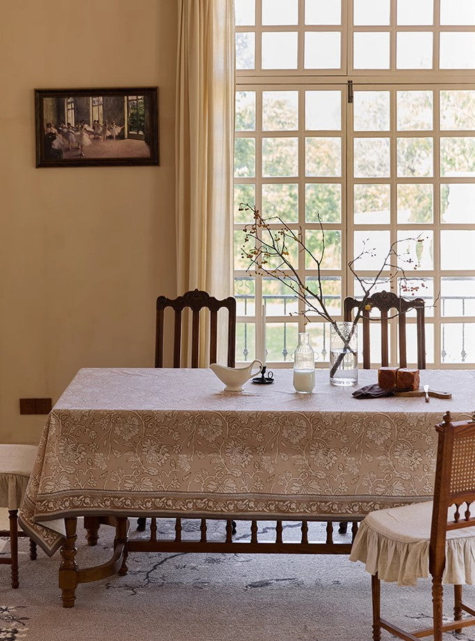 Farmhouse Tablecloth - Extra Large Rectangular Table Cover for Kitchen & Dining Room, Floral Design, Fits Round & Square Tables - Perfect for Family Dinners, Parties & Holiday Decorations