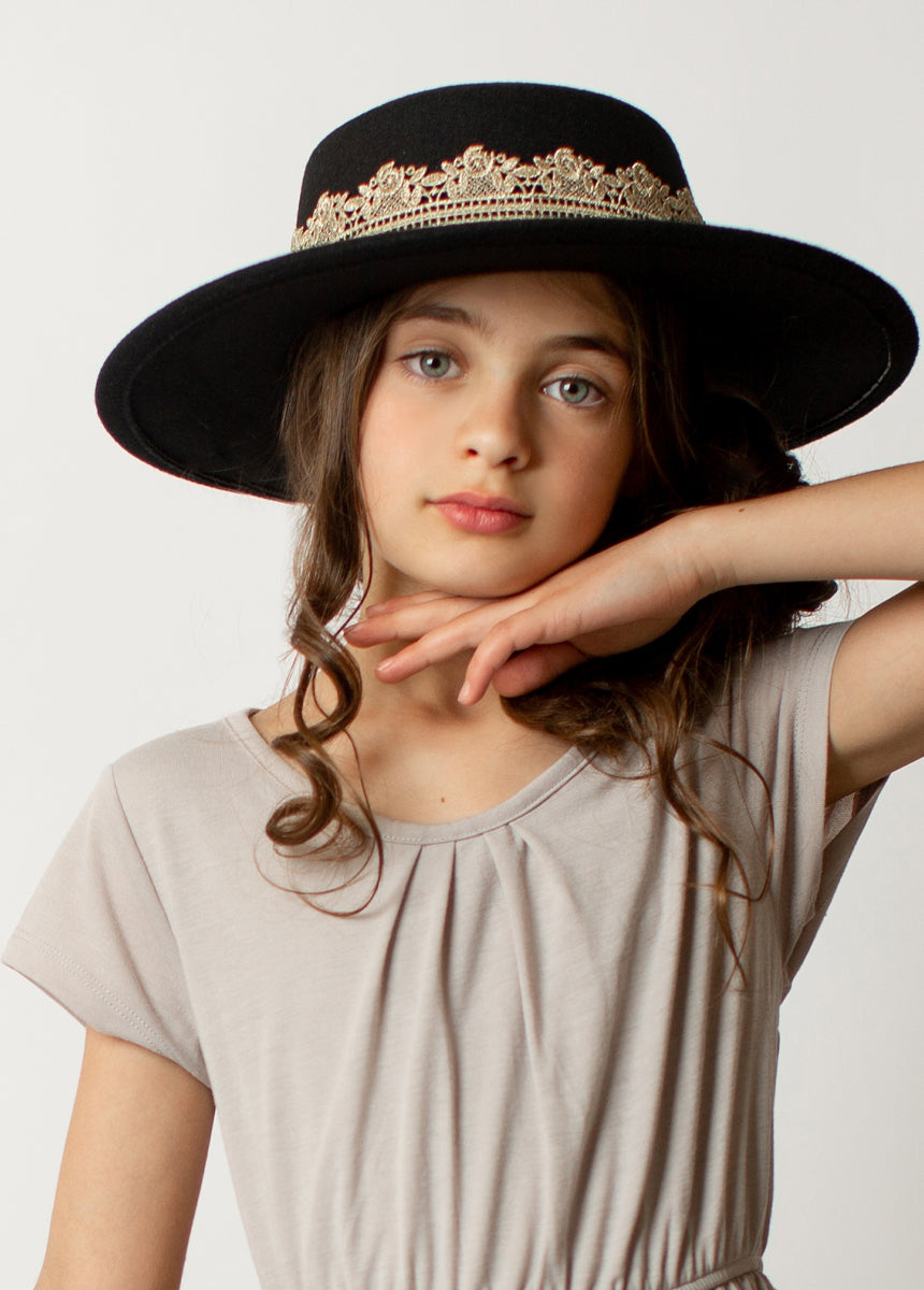 Hallie Black Hat for Women - Stylish Wide Brim Sun Hat for Outdoor, Beach, and Summer Fashion