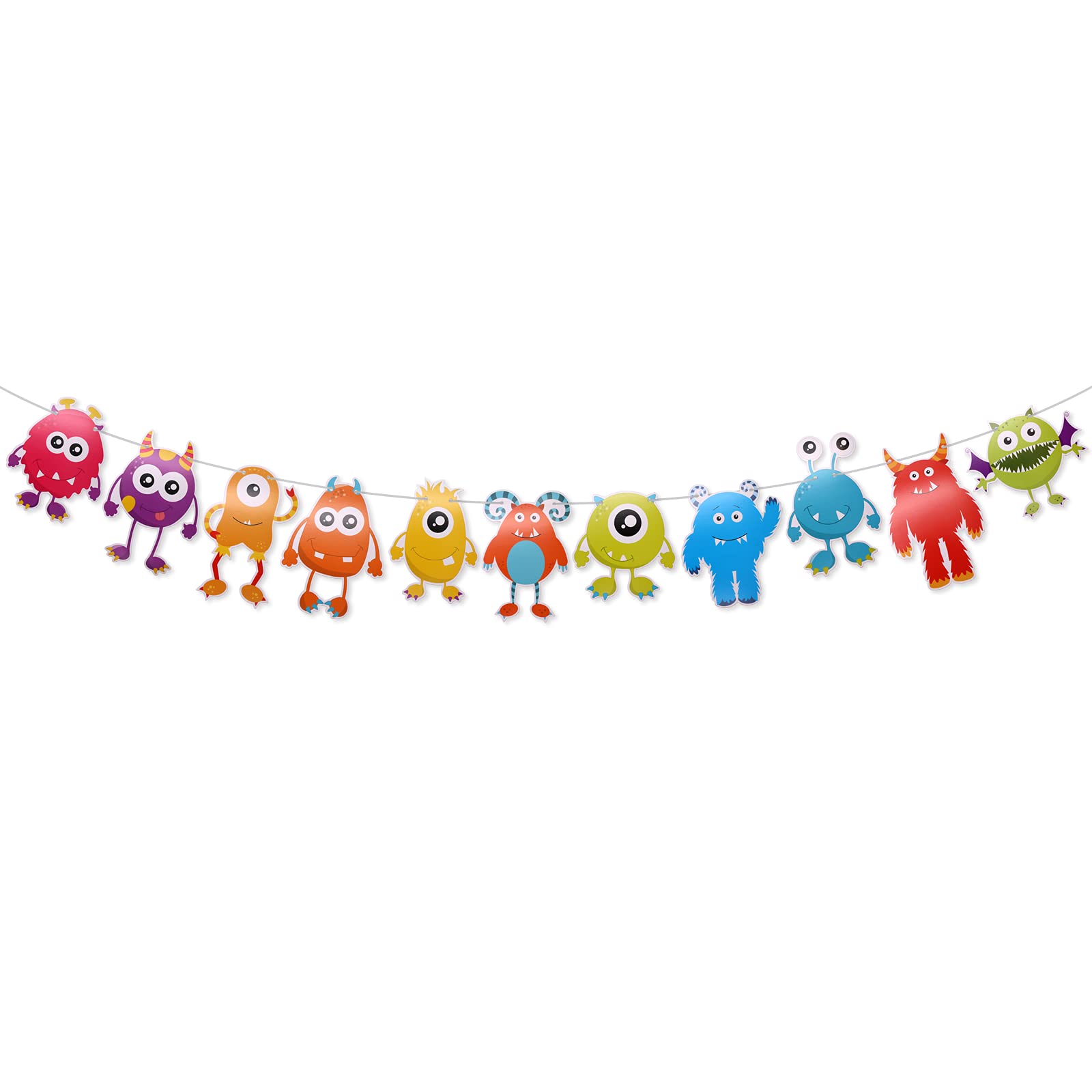 Little Monster Banner - Cute Cartoon Monster Garland for Monster Theme Birthday Party Decorations & Baby Shower Supplies | Perfect for Kids Room Decor, Classroom Parties, and Halloween Decorations