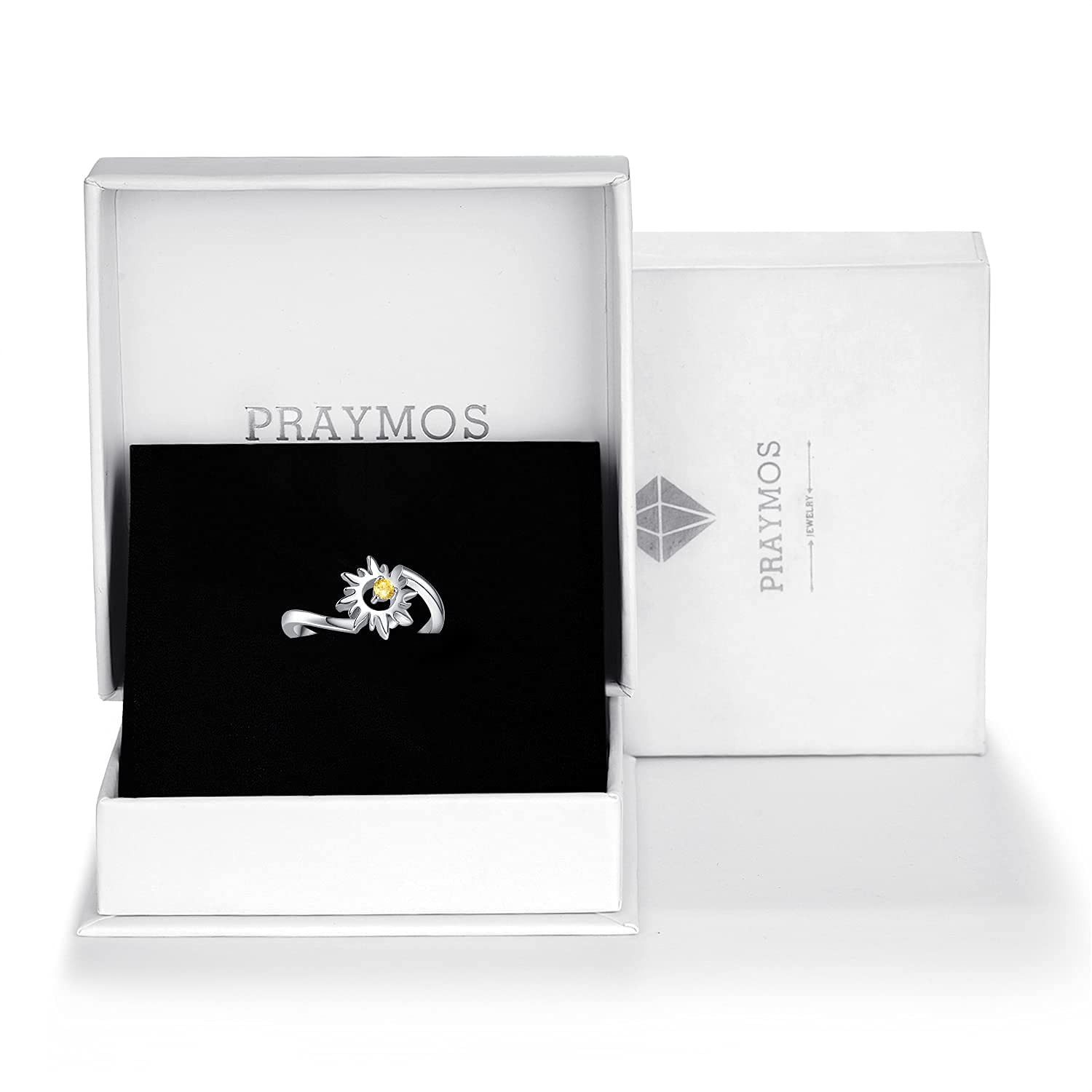 PRAYMOS Sun Rings for Women - 925 Sterling Silver Thumb Rings, Dainty Jewelry Rings Size US9 - Perfect for Everyday Wear, Boho Style & Gift Giving