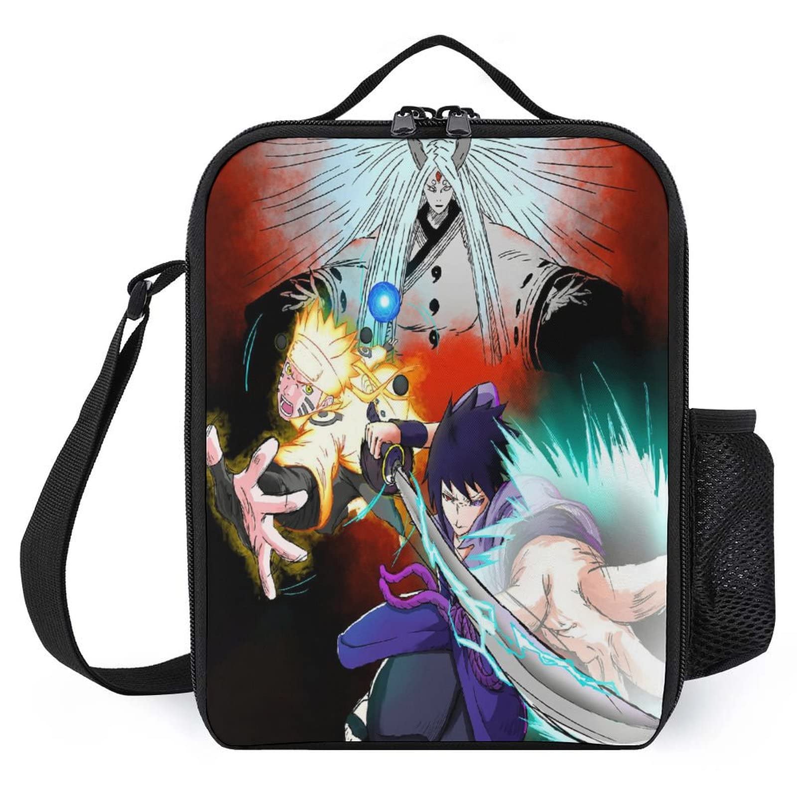 Insulated Anime Lunch Bag - Reusable & Portable Lunch Box Tote with Side Pocket for Men & Women - 25x20x8cm - Perfect for Work, School, Picnic & Travel