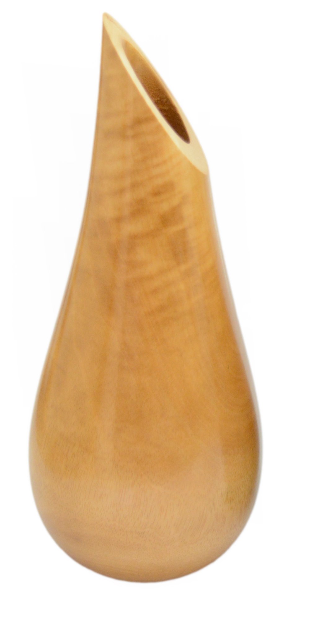 Handcarved Glossy Wood Teardrop Carafe Vase - Natural Wooden Home Decor for Dining Table, Wedding Centerpiece & Boho Chic Interior Design