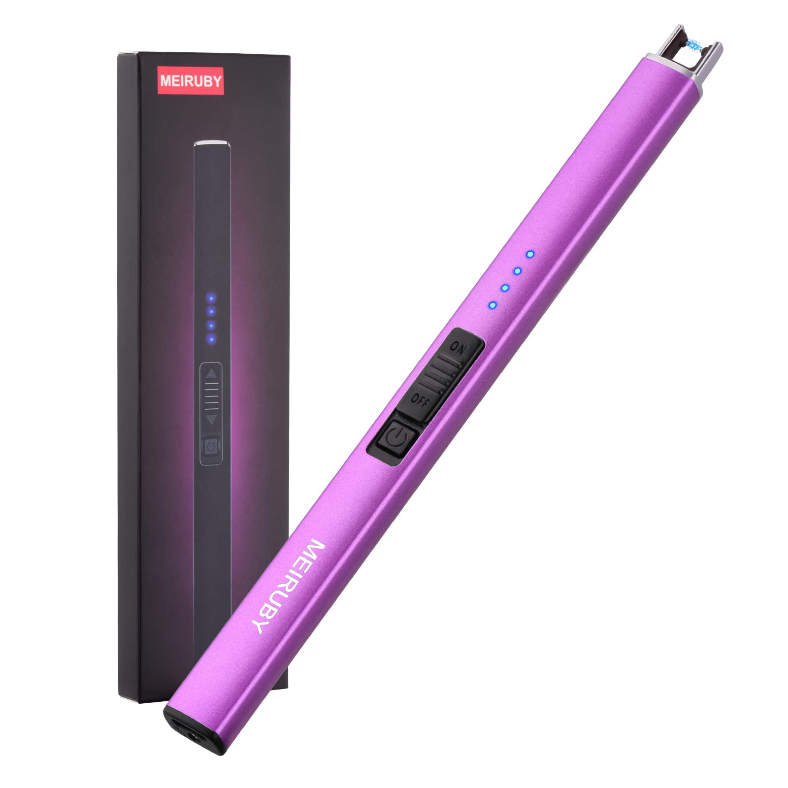 Rechargeable USB Electric Arc Lighter - Windproof Flameless Candle Lighter for Camping, BBQ, Birthday & Gifts (Purple) | Perfect for Women, Mom, Wife & Men | Great for Home, Outdoor & Special Occasions