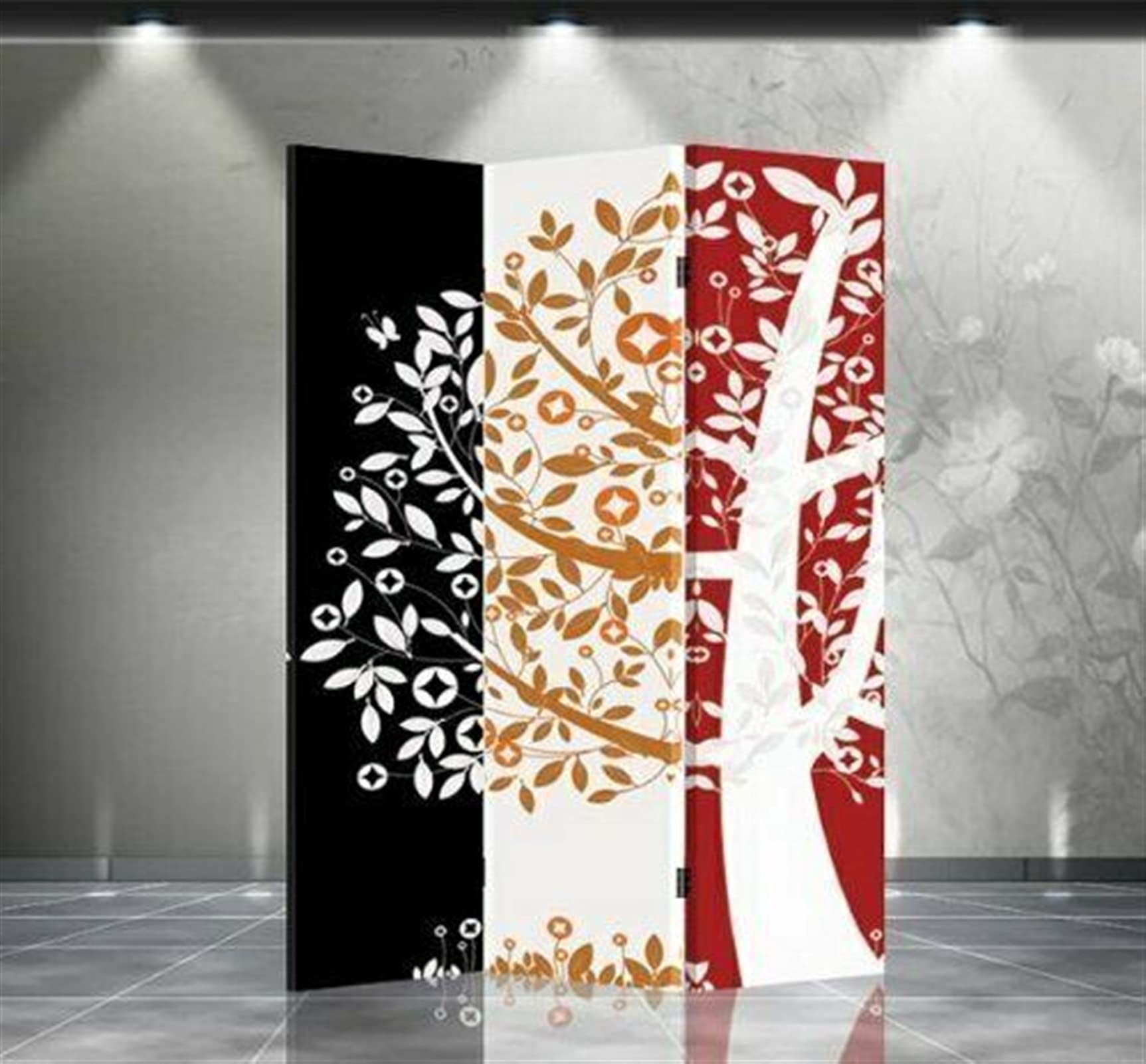 GXP Double Sided Canvas Screen Room Divider - Money Tree Design for Home Office Privacy, Bedroom Partition & Decoration | Foldable Freestanding Panel for Indoor Use