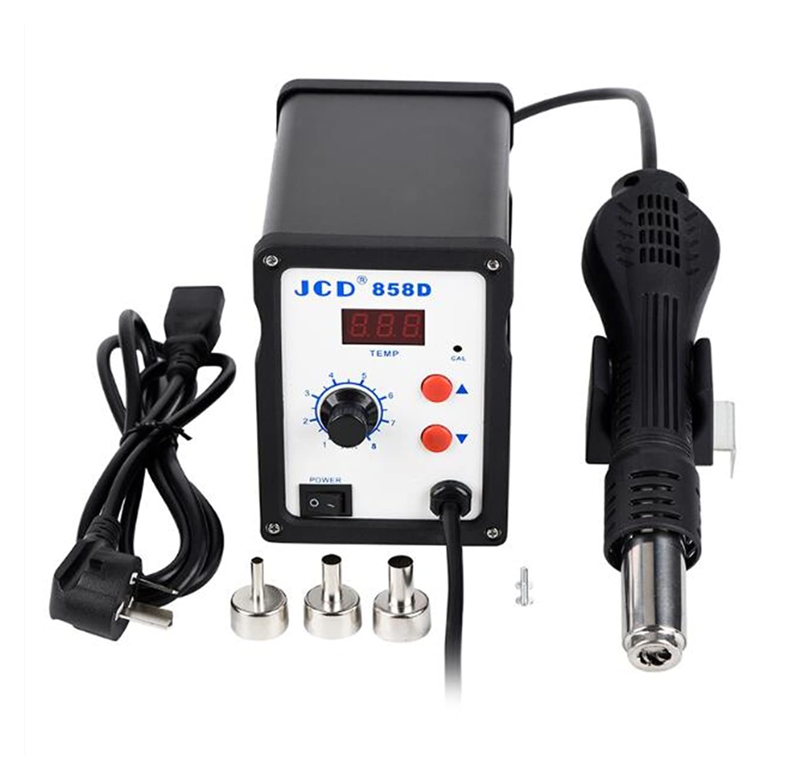 JCD 858D 700W Hot Air Soldering Station with LED Display - 110V/220V Digital Solder Welding Iron Kit for Electronics Repair & SMD Rework (Black) | Perfect for PCB, Circuit Board, and DIY Electronics Projects