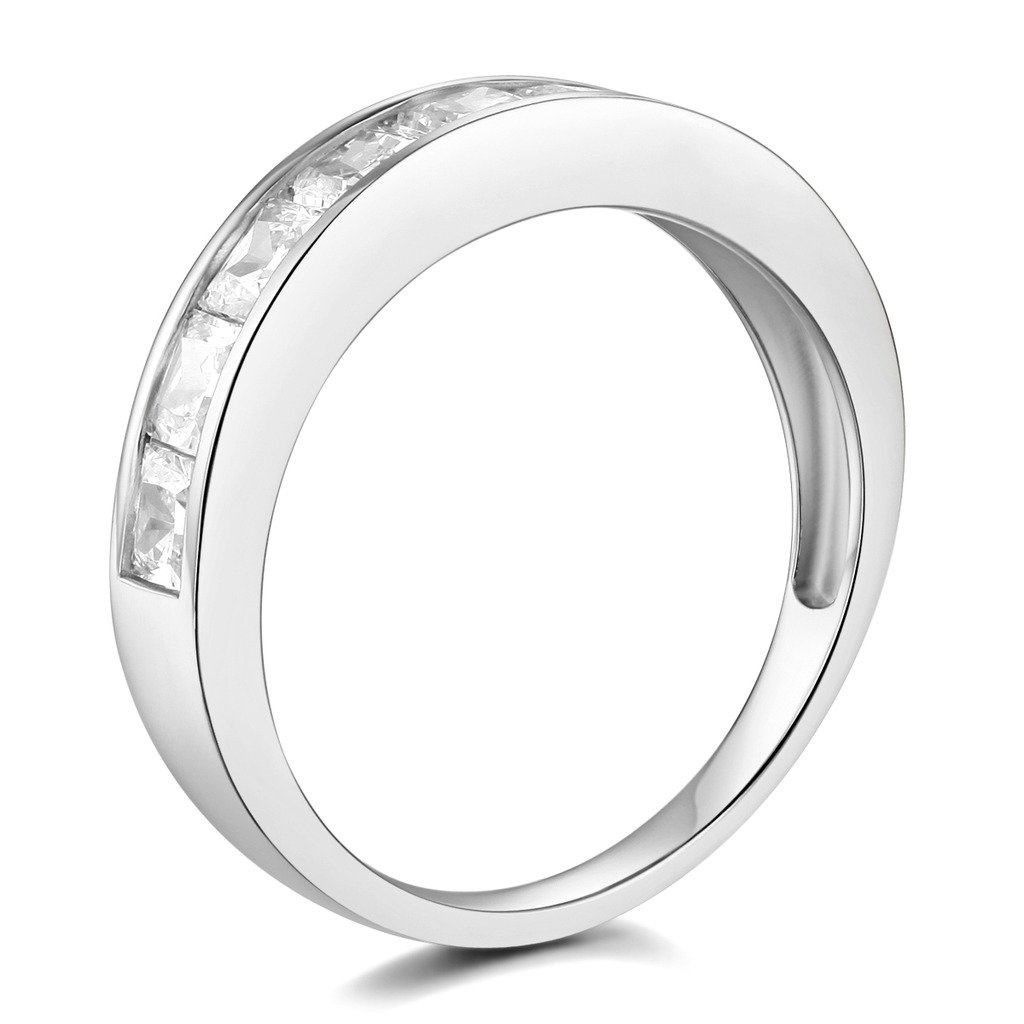 14K White Gold Solid Channel Set Wedding Band Ring for Women - Size 7 | Elegant Bridal Jewelry for Engagement, Anniversary & Special Occasions