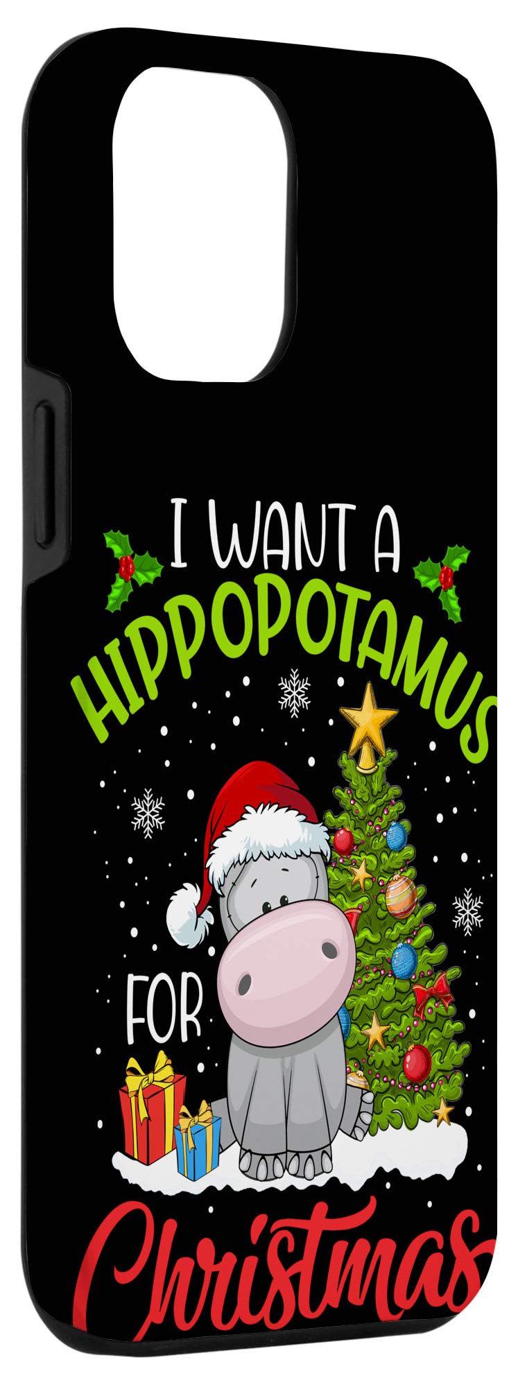 iPhone 12 Pro Max Christmas Hippo Case - Cute Holiday Protective Cover for Kids & Women - Perfect Gift for Xmas, Birthday & Daily Use