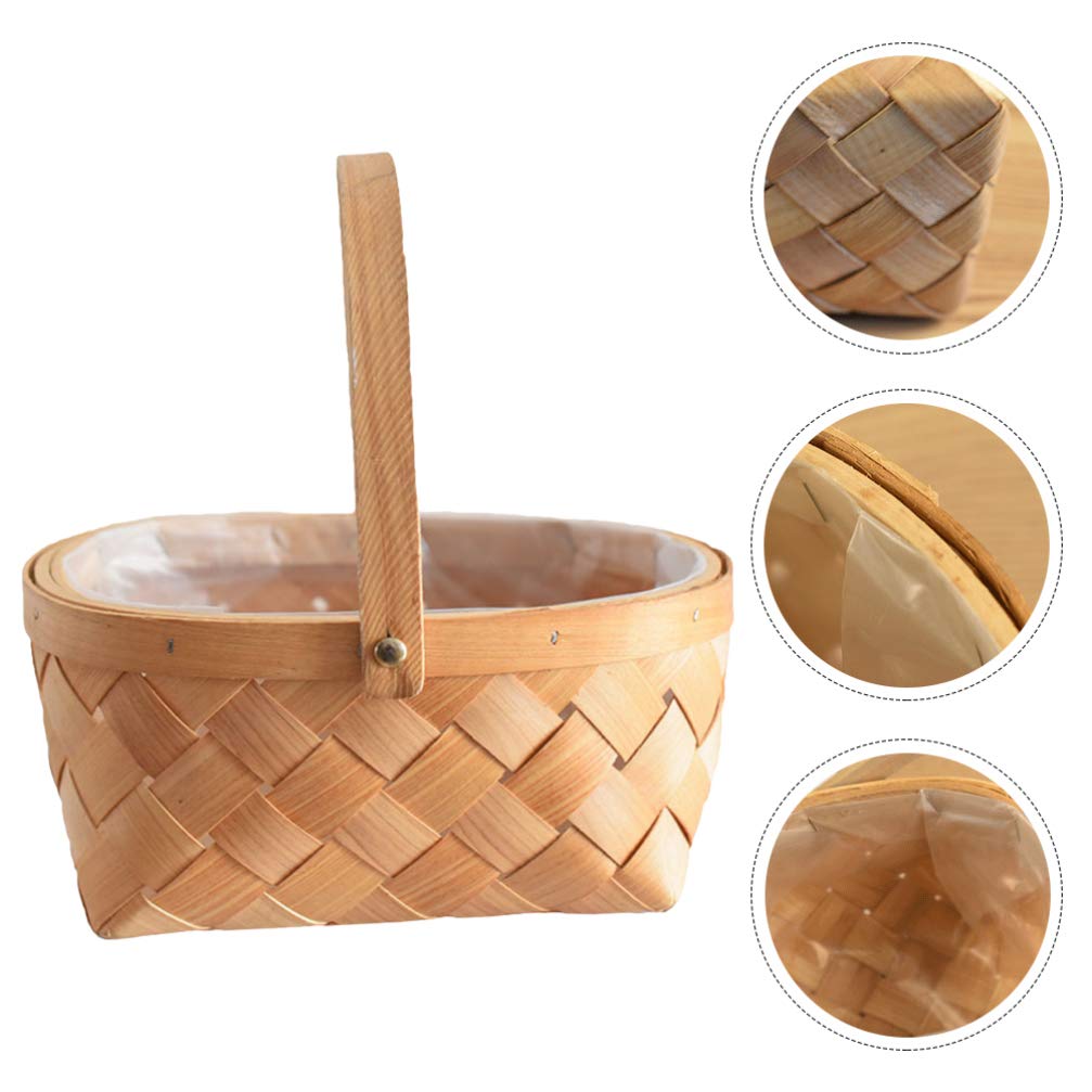 ABOOFAN 1pc Wicker Flower Basket - Elegant Wedding Flower Girl Basket, Rustic Picnic Basket & Easter Decor | Perfect for Bridal Showers, Garden Parties & Spring Celebrations