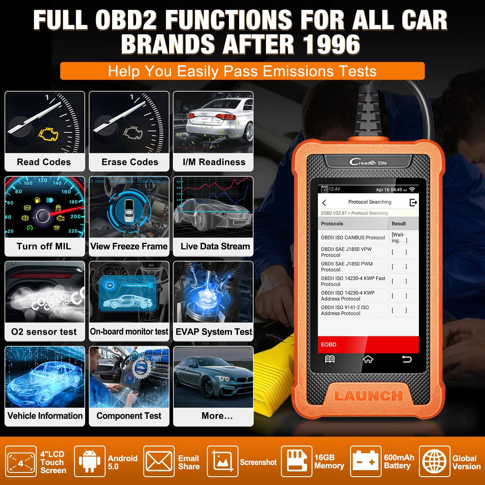 LAUNCH X431 Creader Elite OBD2 Scanner for Toyota & Lexus - Full System Bi-Directional Diagnostic Tool with Code Reader - Perfect for DIY Car Repairs & Professional Auto Diagnostics