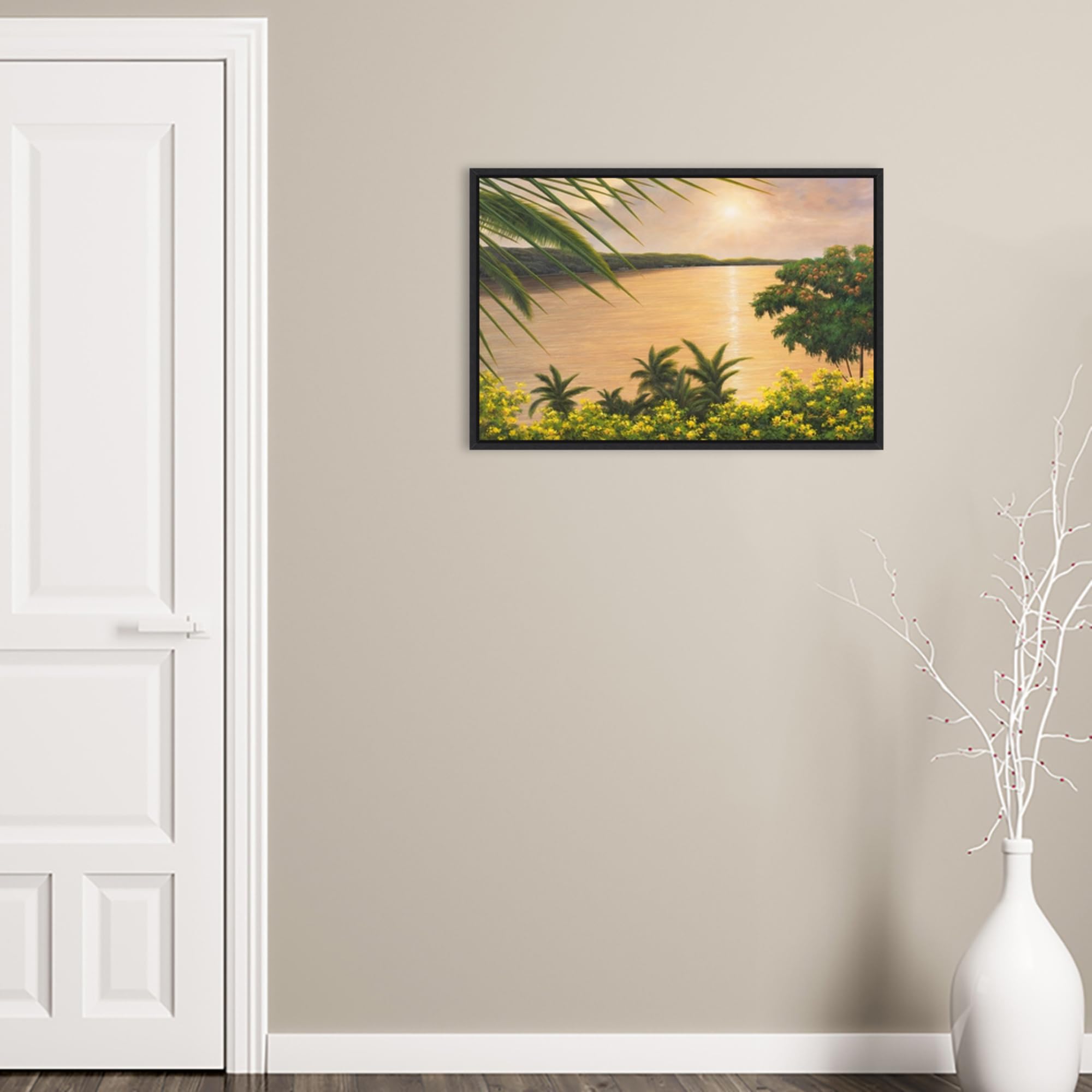 Amanti Art Framed Canvas Wall Art - 23x33 Wonder of the Tropics by Diane Romanello, Tropical Beach Painting, Modern Home Decor for Living Room, Bedroom & Bathroom | Perfect for Coastal, Boho & Vacation Themed Interiors