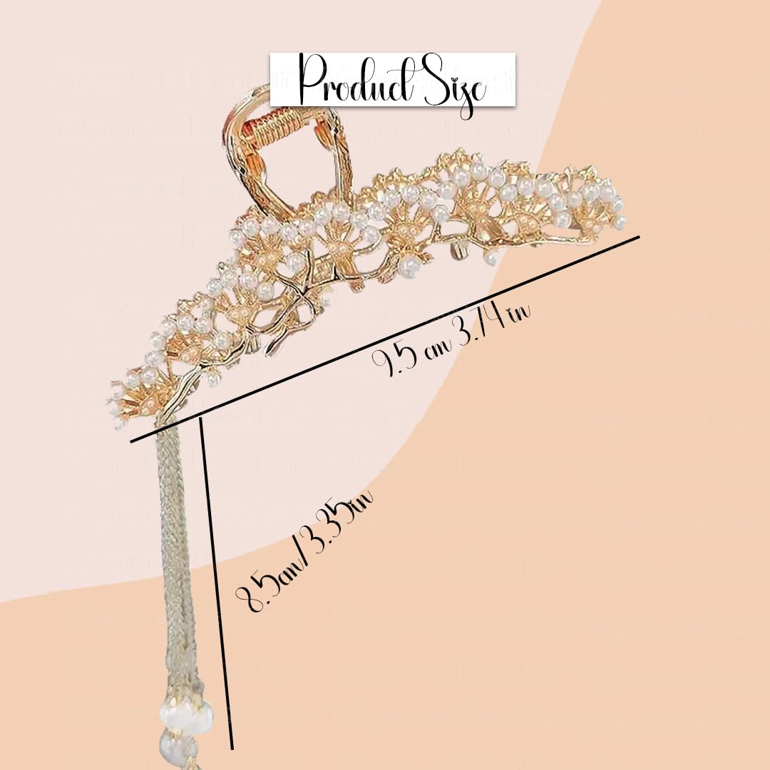 Myra Collection 1-Piece Pearl Hair Claw Clip - Strong Hold Hair Claw for Thick Hair - Elegant Hair Accessory for Women & Girls - Perfect for Weddings, Parties & Everyday Wear