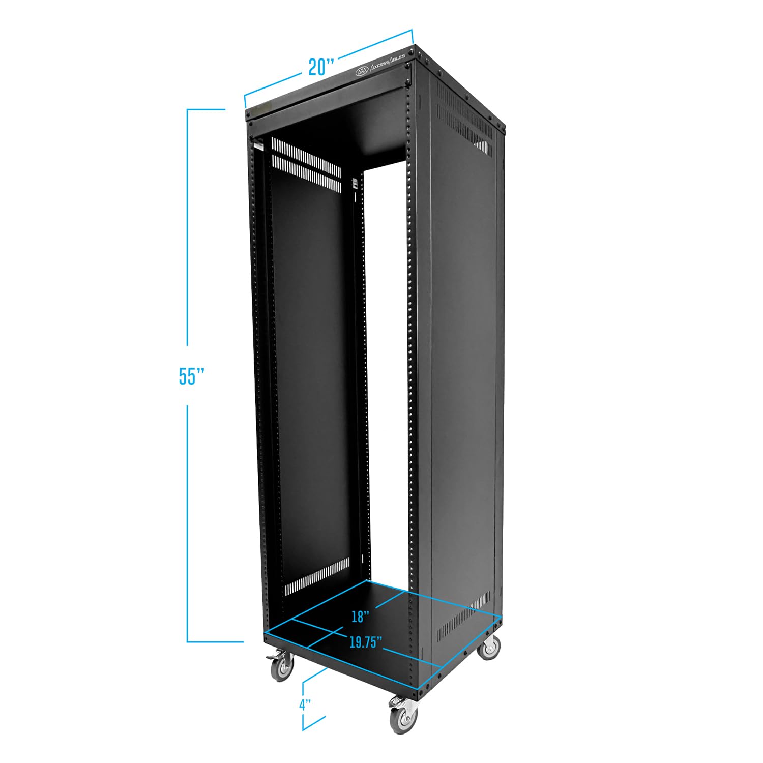 AxcessAbles RK 30U 30U Server Rack Cabinet with Caster Wheels - Compatible with 10-32 (USA 5mm & European 6mm) Rack Standards - for AV Equipment, DJ Gear, Home Theater, Network, Server, Computer & Electronics - Perfect for Studio, Data Center & Office Use