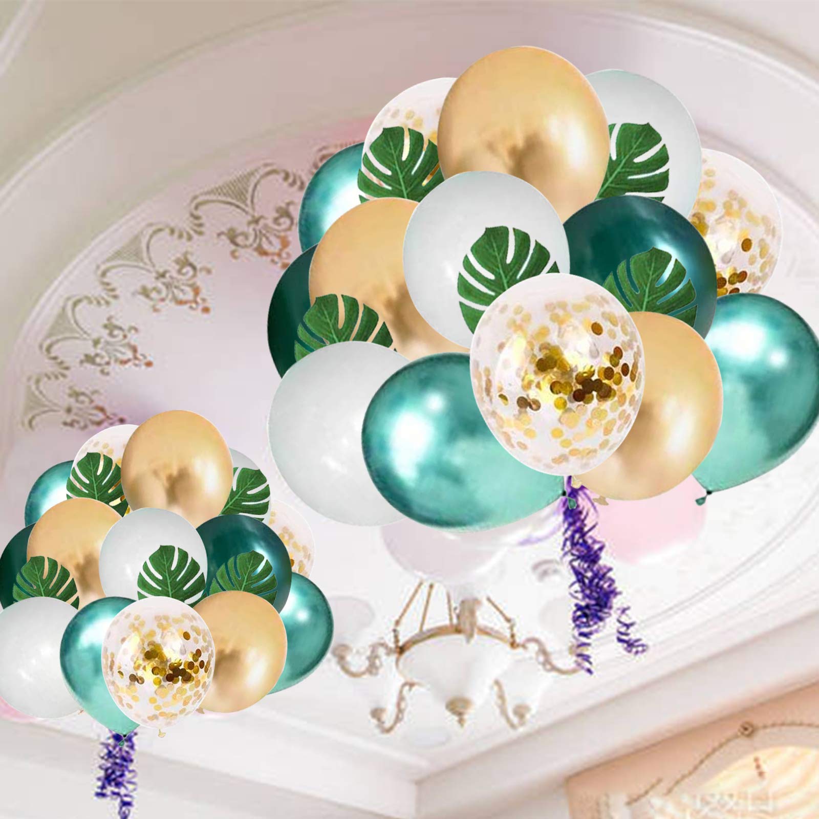 Jungle Safari Party Decorations 68 Pack - Green & Gold Balloons with Palm Leaves for Kids Birthday, Baby Shower & Tropical Theme Parties | Perfect for Jungle-Themed Celebrations, Birthday Decor & Safari Adventure Events