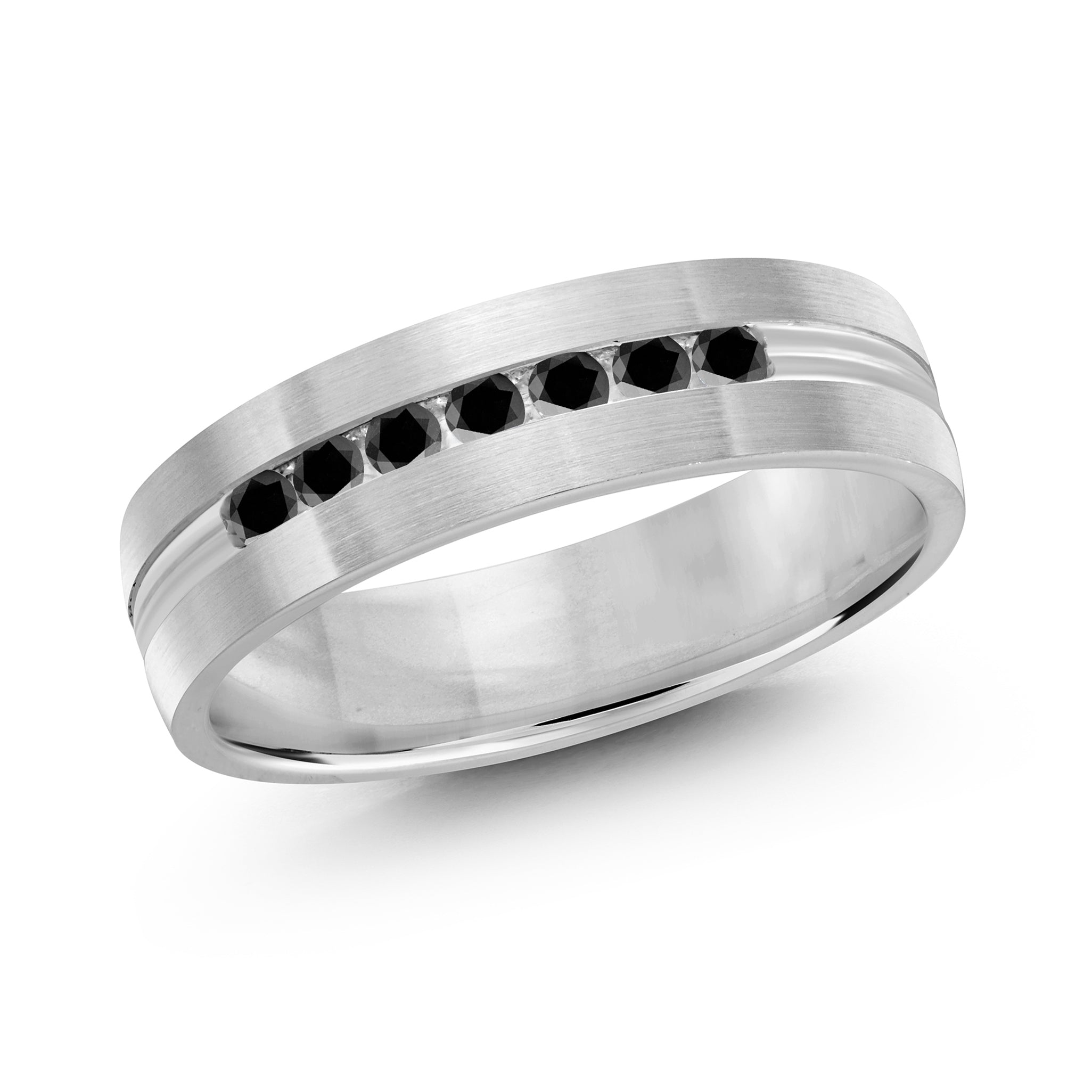 6MM 7 Stone Diamond Men's Wedding Band Ring - Brushed Finish for Comfort & Style - Perfect for Engagement, Anniversary & Everyday Wear
