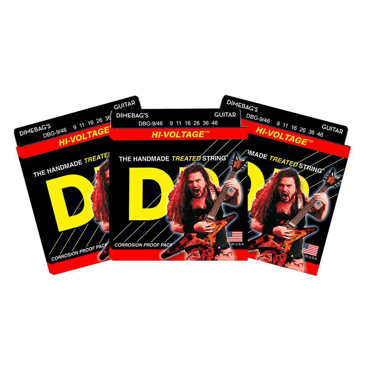 DR Strings DBG-9/46 Lite & Heavy Dimebag Darrell Signature Electric Guitar Strings 3-Pack - Perfect for Rock, Metal & Stage Performance