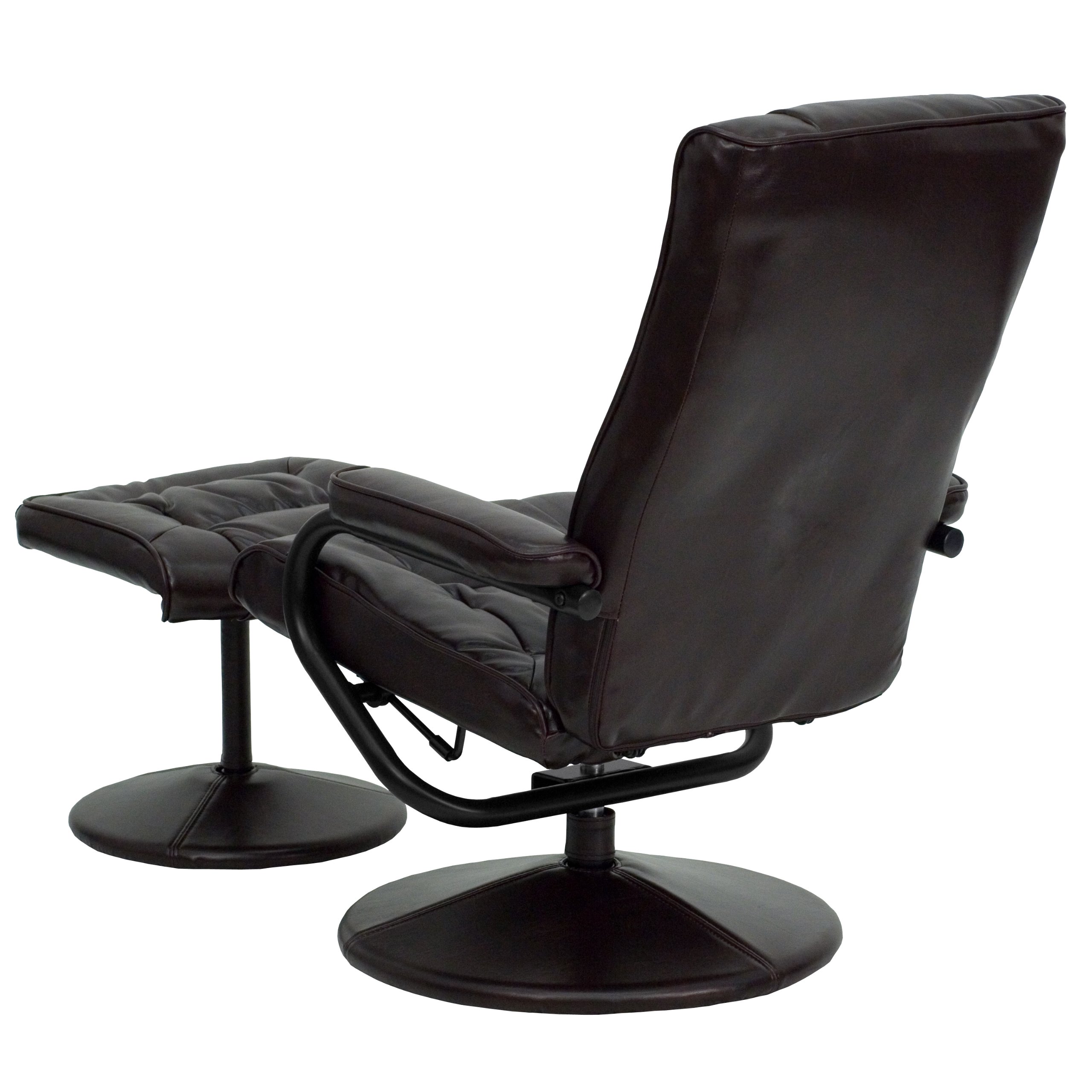 EMMA + OLIVER Modern Recliner Chair with Ottoman - Adjustable Multi-Position Brown Leather Sofa for Living Room, Home Theater & Office Comfort