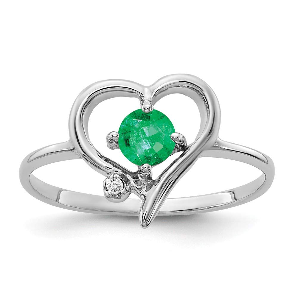 14K White Gold 4mm Emerald Green May Birthstone Diamond Engagement Ring for Women - Perfect for Proposals, Anniversaries & Special Occasions