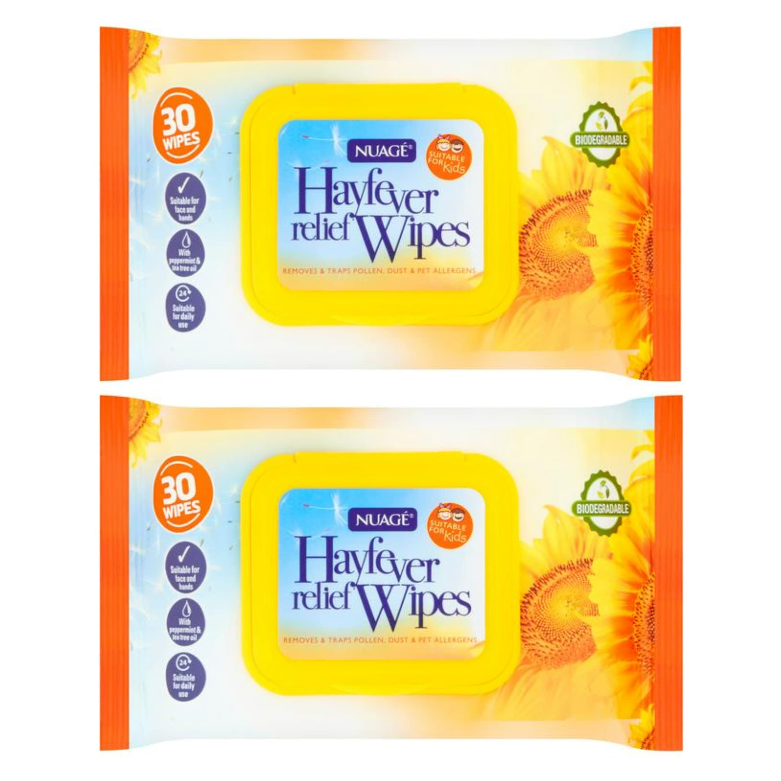 Nuage Hayfever Relief Wipes 2 Pack (60 Wipes) with Allergy Barrier Balm & Shealove London Guide - Pollen Protection for Seasonal Allergies | On-The-Go Allergy Relief for Outdoor Activities, Travel & Daily Use