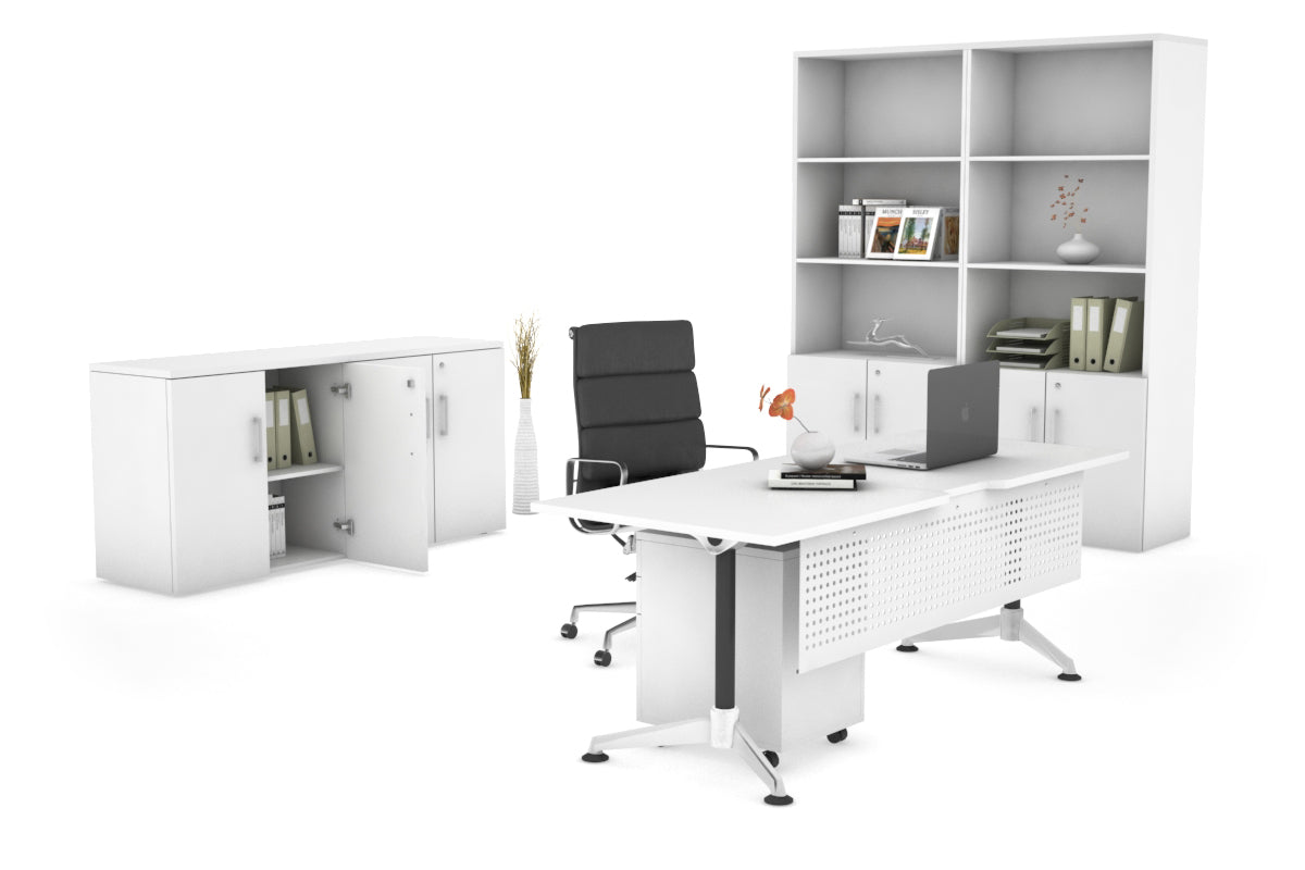 Premium Executive Office Desk Blackjack - 1800L x 800W with Cable Management Scallop - Modern Large Workstation for Home Office & Corporate Spaces