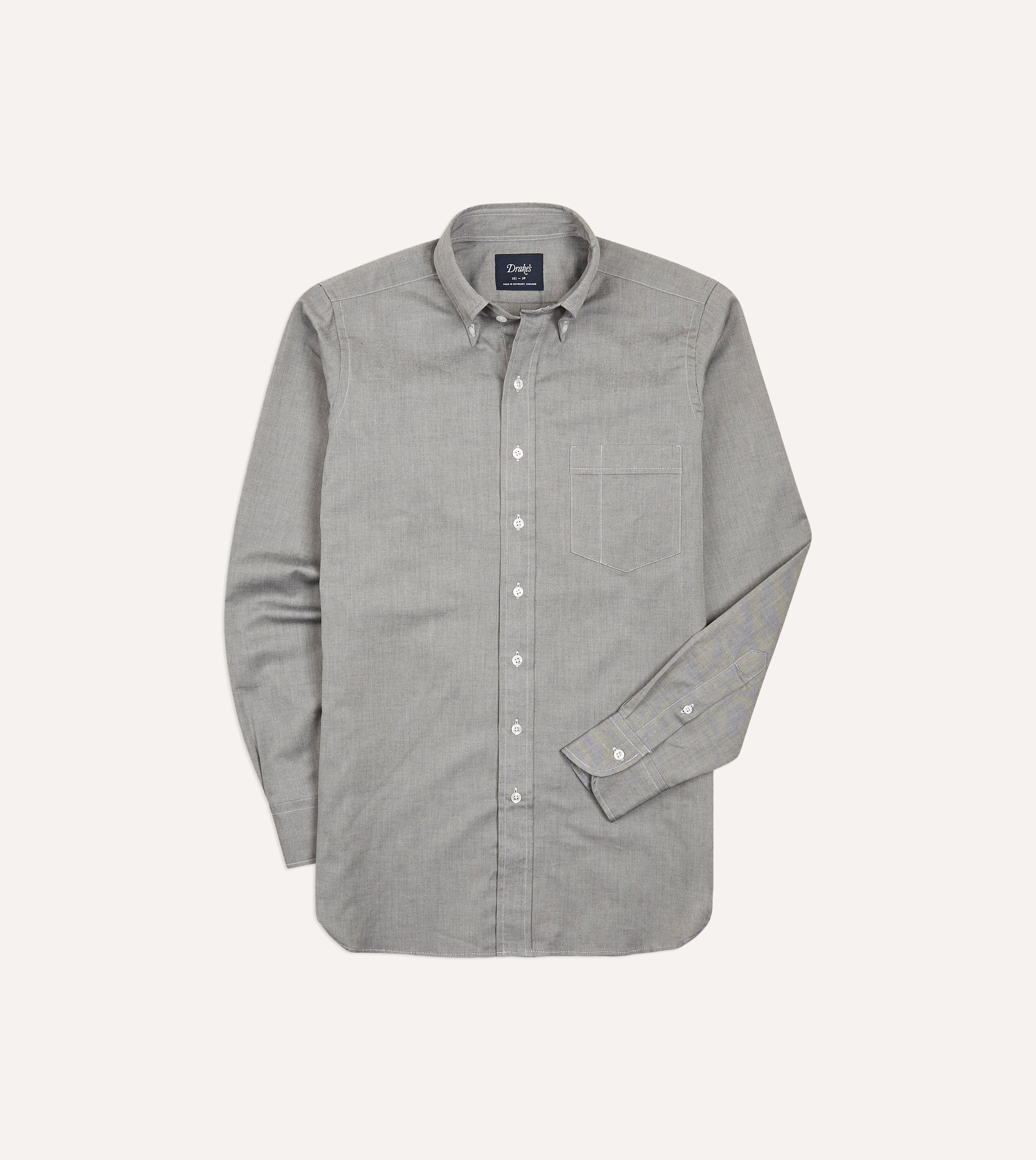 Premium Grey Pinpoint Oxford Cotton Button Down Shirt for Men - Comfortable Business Casual & Office Wear