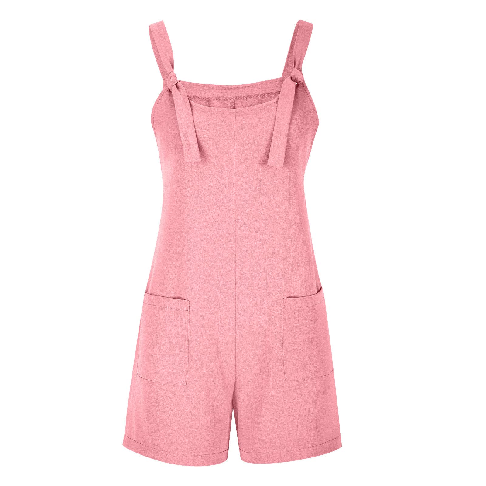 Hesxuno Women's Summer Short Rompers 2023 - Casual Sleeveless Tie Knot Strap Jumpsuit Overalls with Pockets | Lightweight & Loose Fit | Perfect for Beach, Vacation, and Outdoor Activities | Prime Lightning Deals