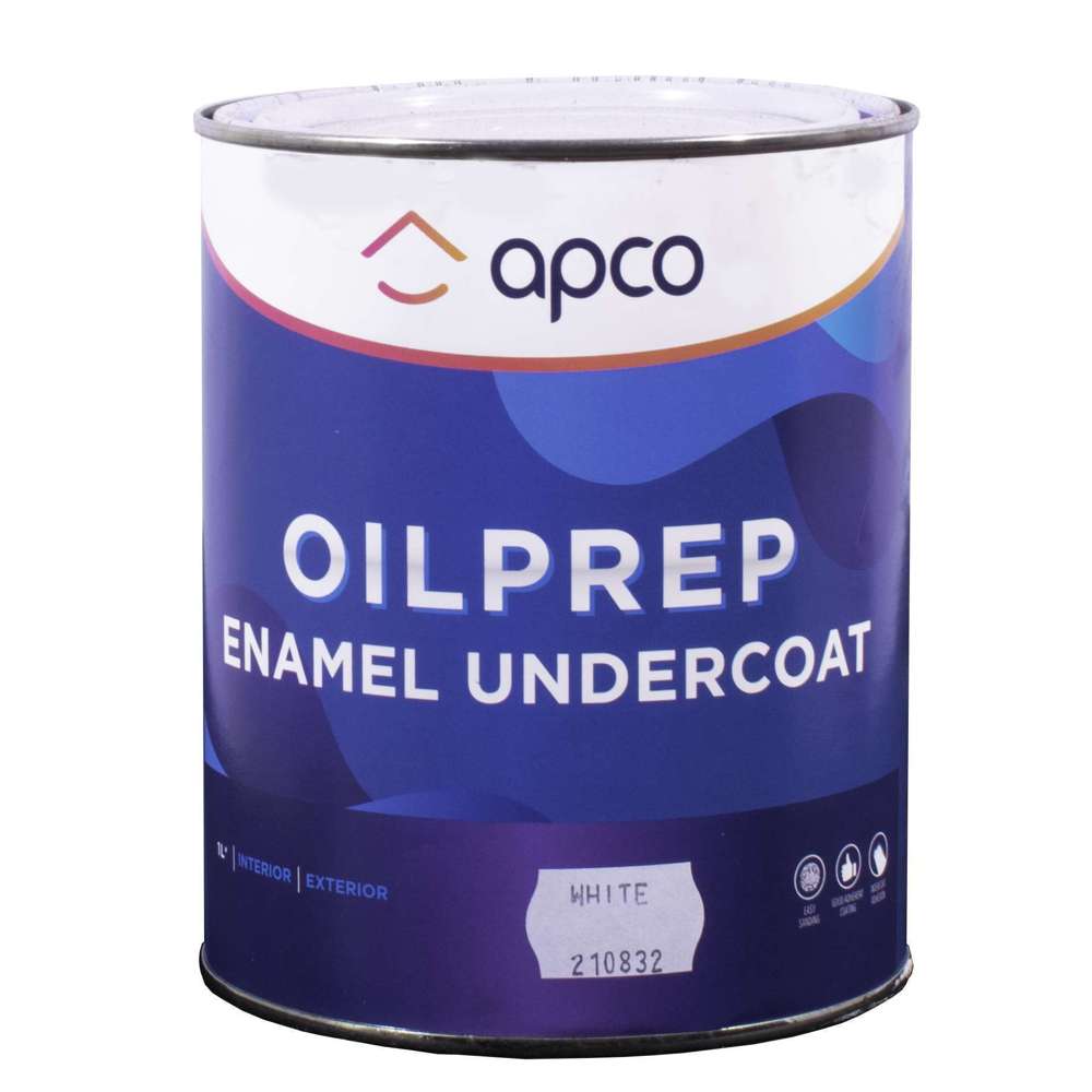 Apco OilPrep Undercoat Enamel Paint - White 1 Liter (33.8 oz) - High Gloss Finish for Metal & Wood Surfaces - Ideal for Furniture, Cabinets & DIY Home Projects