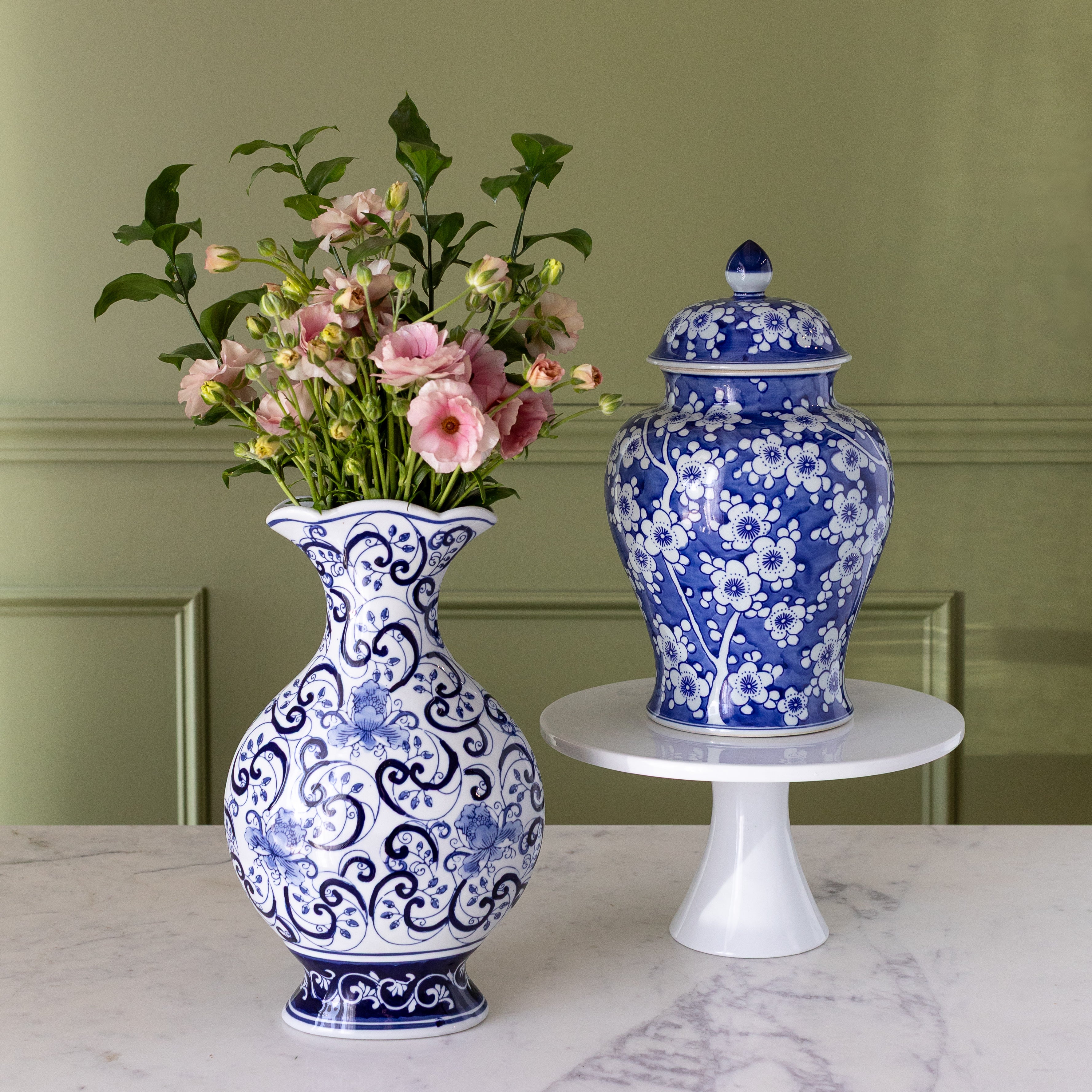 Elegant Chinoiserie Classic Vase - Hand-Painted Porcelain Home Decor for Living Room, Dining Table & Wedding Centerpieces