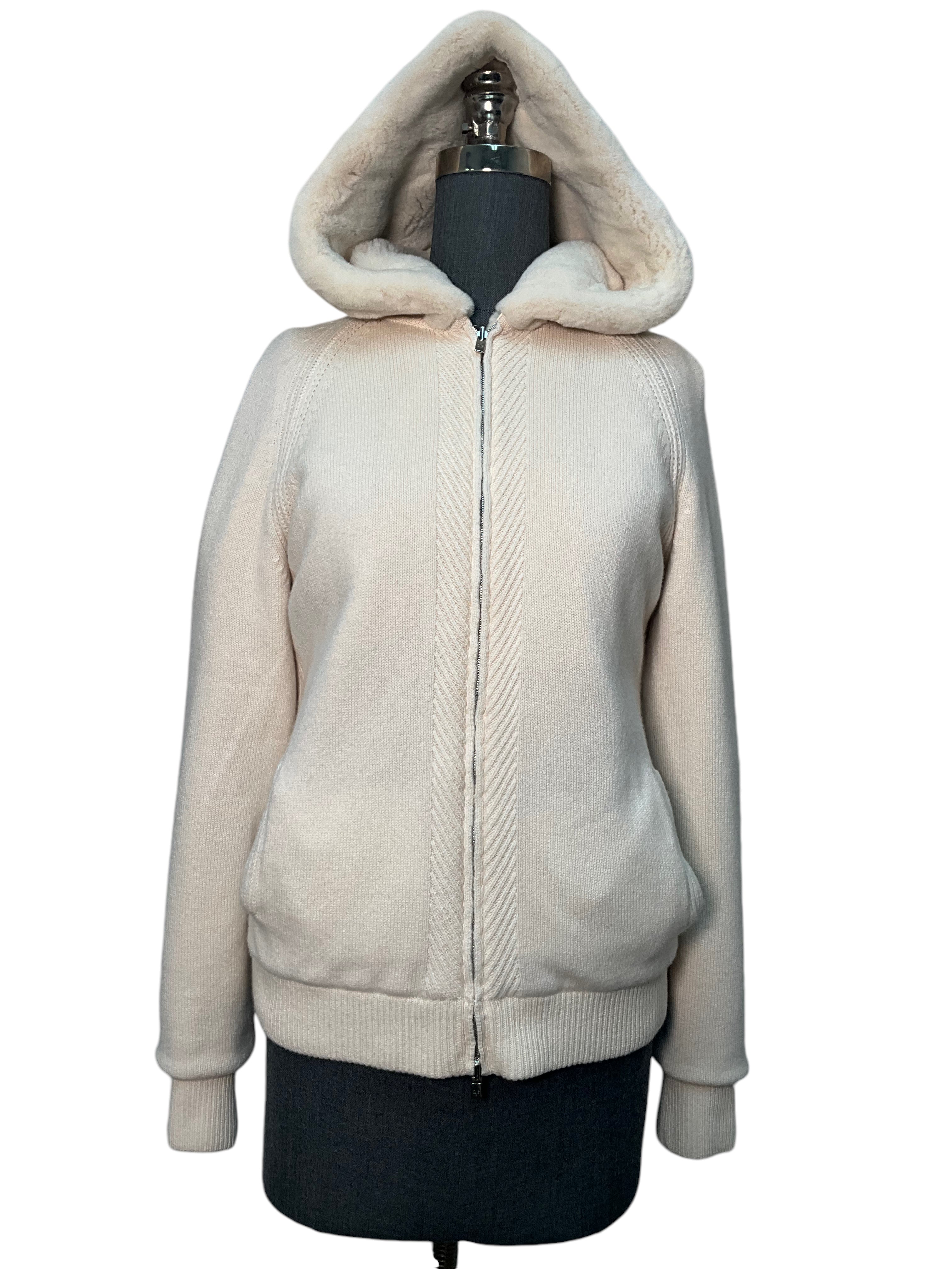 LORO PIANA Baby Cashmere Mink Fur Reversible Bomber Jacket - Size M NWT | Luxurious Winter Coat for Women, Soft Cashmere Blend, High-End Fashion Outerwear | Perfect for Cold Weather, Travel & Upscale Events