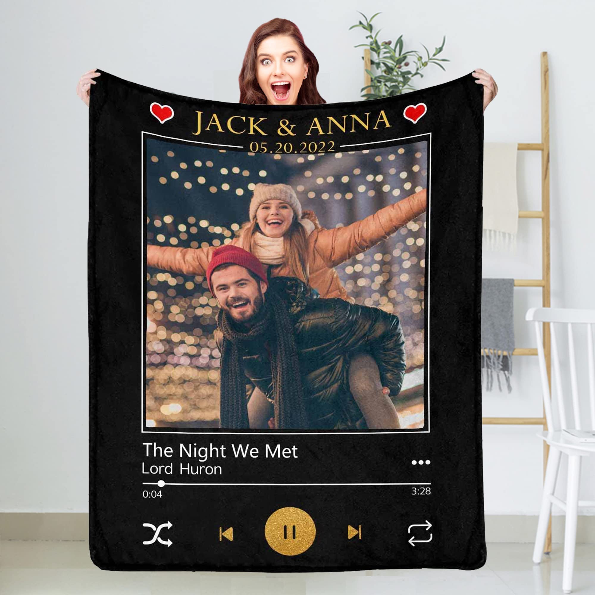 Custom Personalized Couple Blanket with Photos - Made in USA Flannel Throw Blanket for Wedding, Anniversary, Valentine's Day & Birthday Gifts - Perfect for Romantic Couples, Home Decor & Cozy Nights